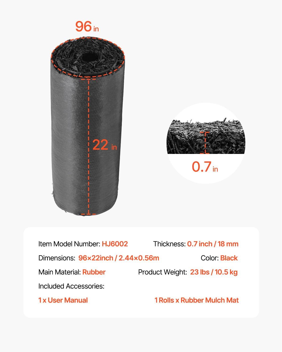 image:imageVEVOR 2Pack Recycled Rubber Mulch Mat 120 x 45 inPermanent Rubber Mulch for Landscaping Black Mulch Garden Edging Border for PlantsVegetables amp Flower Garden Barrier8 x 2