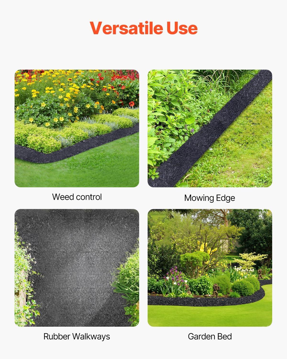 image:imageVEVOR 2Pack Recycled Rubber Mulch Mat 120 x 45 inPermanent Rubber Mulch for Landscaping Black Mulch Garden Edging Border for PlantsVegetables amp Flower Garden Barrier120 x 45 in