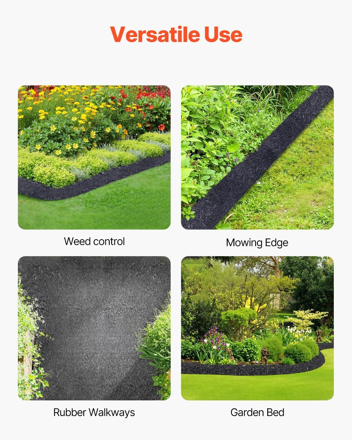 image:imageVEVOR 2Pack Recycled Rubber Mulch Mat 120 x 45 inPermanent Rubber Mulch for Landscaping Black Mulch Garden Edging Border for PlantsVegetables amp Flower Garden Barrier120 x 45 in