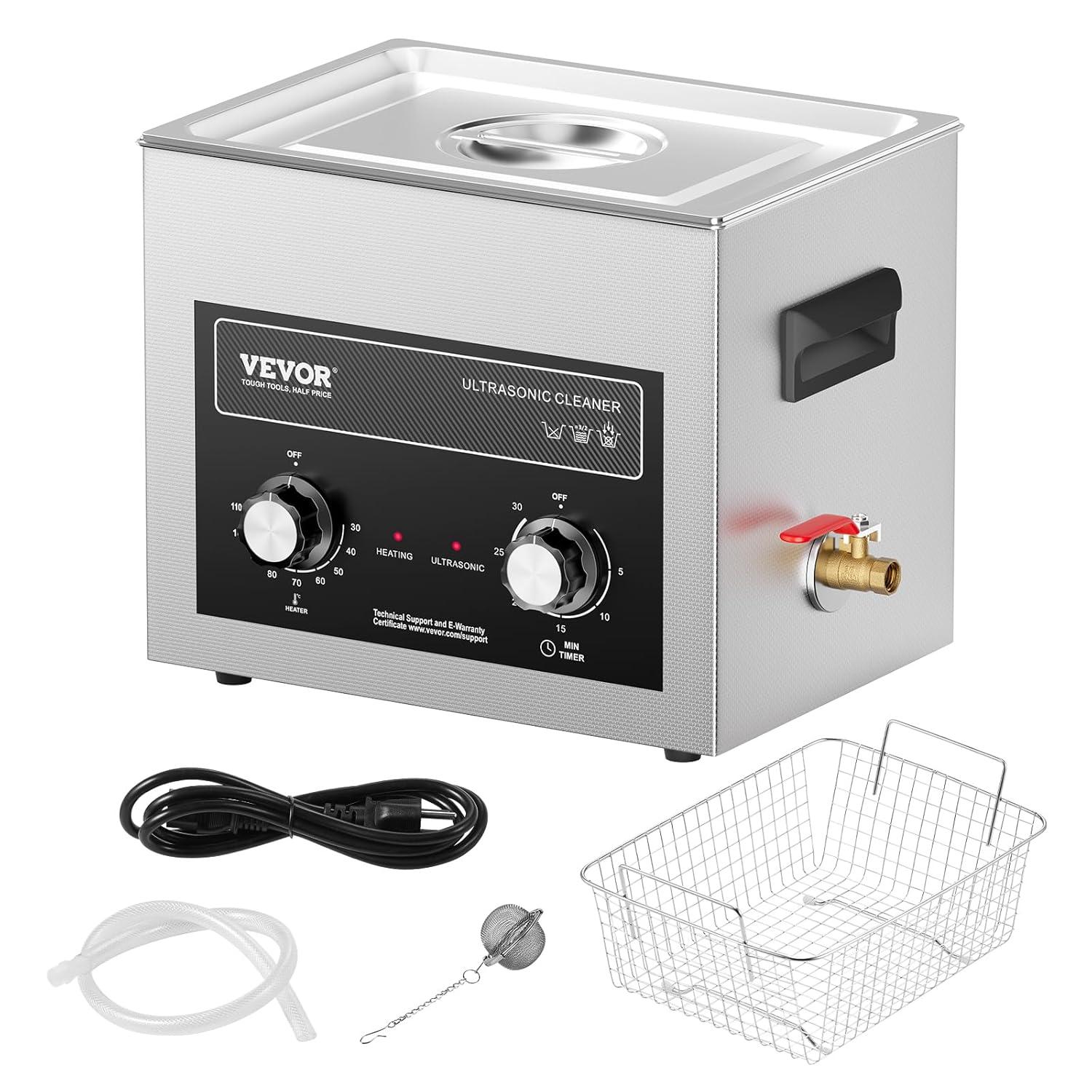 image:imageVEVOR 3L Sonic Cleaner with Heater Timer amp Basket Professional Digital Sonic Cavitation Machine 120W Cleaning Machine for Watch Instruments Glasses Coin Metal Parts Tool10L