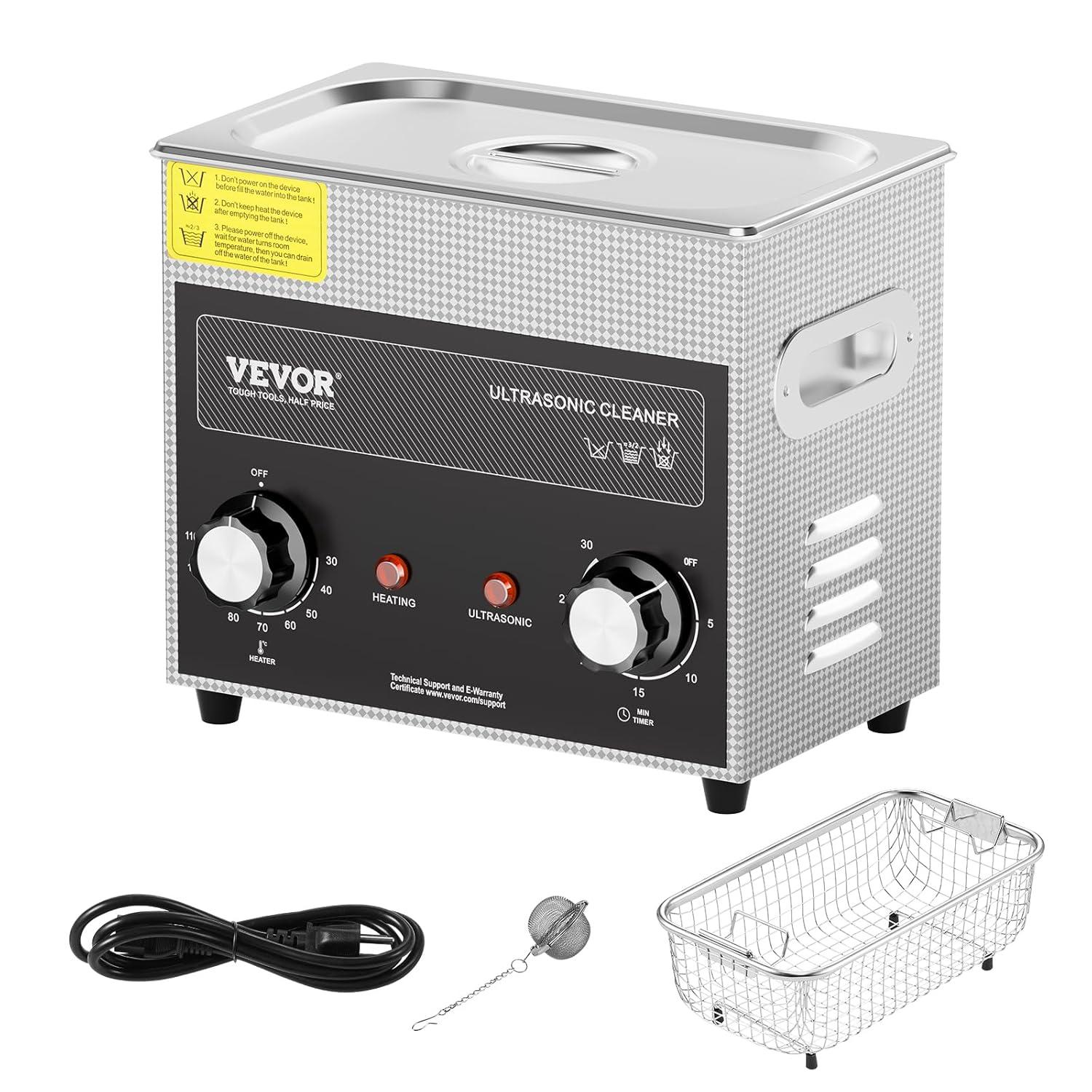 image:imageVEVOR 3L Sonic Cleaner with Heater Timer amp Basket Professional Digital Sonic Cavitation Machine 120W Cleaning Machine for Watch Instruments Glasses Coin Metal Parts Tool3L