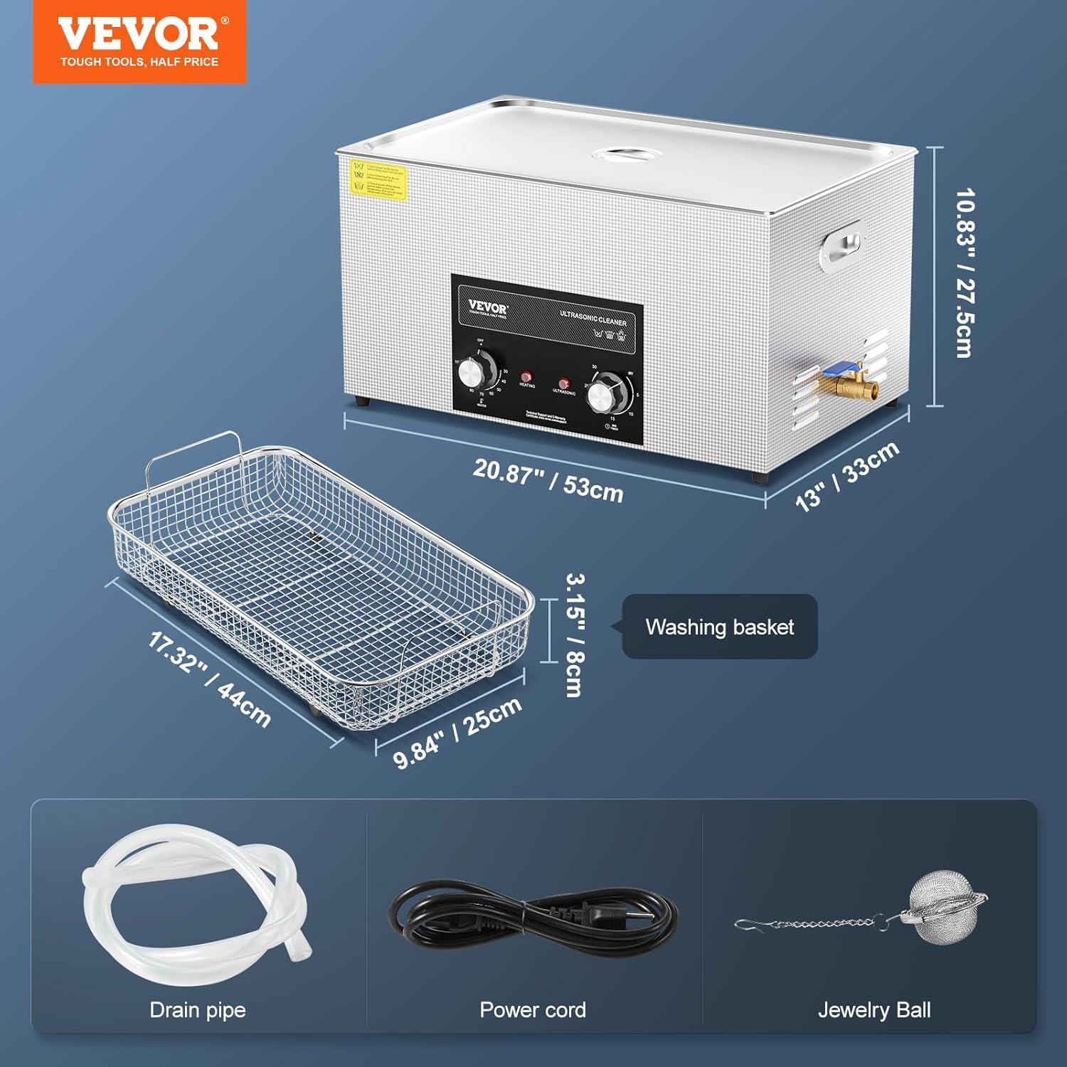 image:imageVEVOR 3L Sonic Cleaner with Heater Timer amp Basket Professional Digital Sonic Cavitation Machine 120W Cleaning Machine for Watch Instruments Glasses Coin Metal Parts Tool22L
