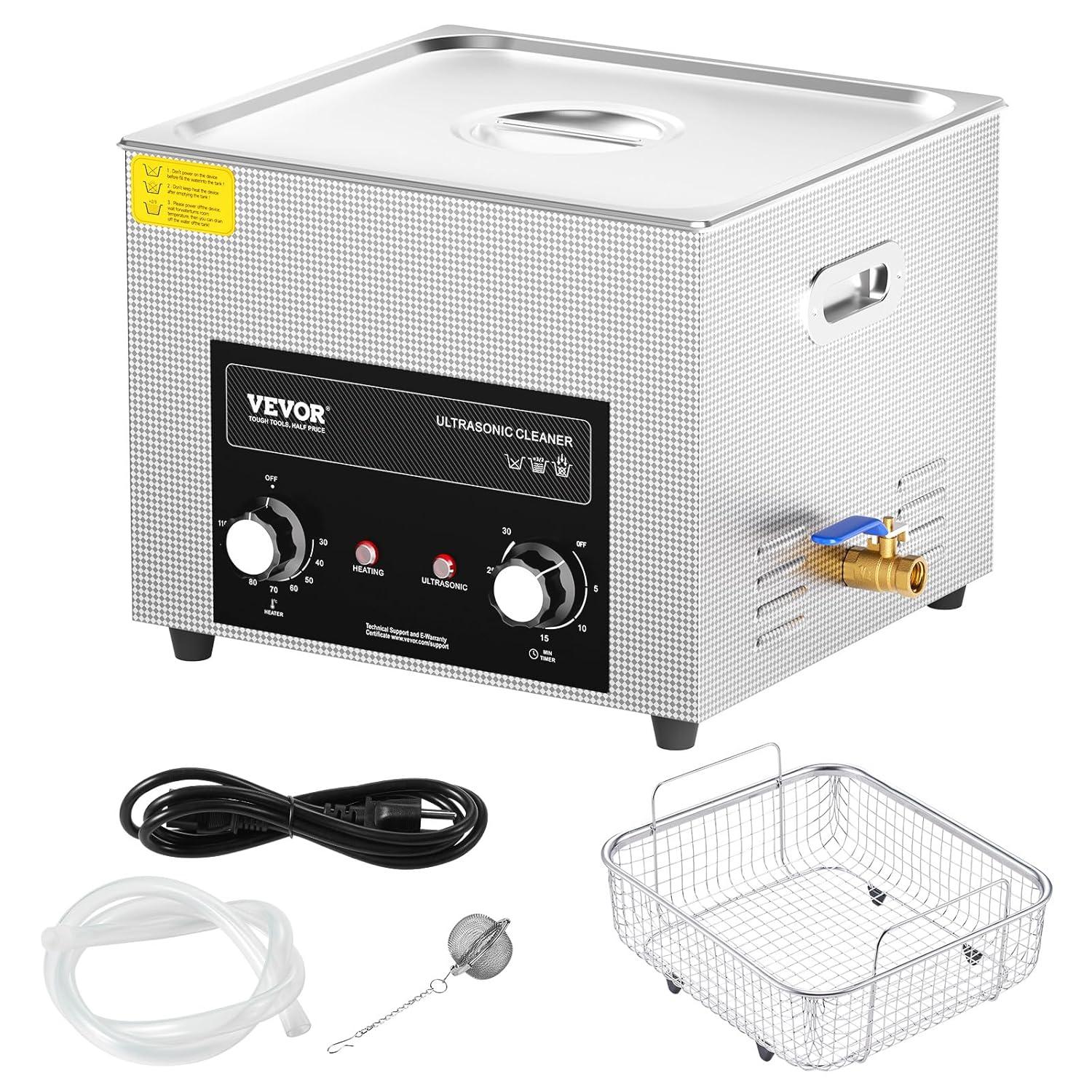 image:imageVEVOR 3L Sonic Cleaner with Heater Timer amp Basket Professional Digital Sonic Cavitation Machine 120W Cleaning Machine for Watch Instruments Glasses Coin Metal Parts Tool15L