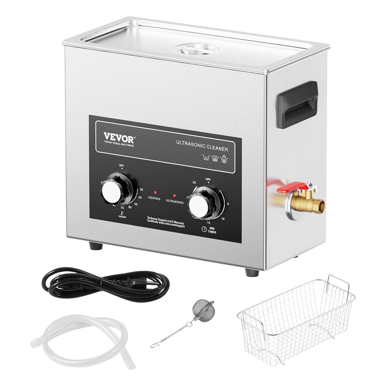 image:imageVEVOR 3L Sonic Cleaner with Heater Timer amp Basket Professional Digital Sonic Cavitation Machine 120W Cleaning Machine for Watch Instruments Glasses Coin Metal Parts Tool6L