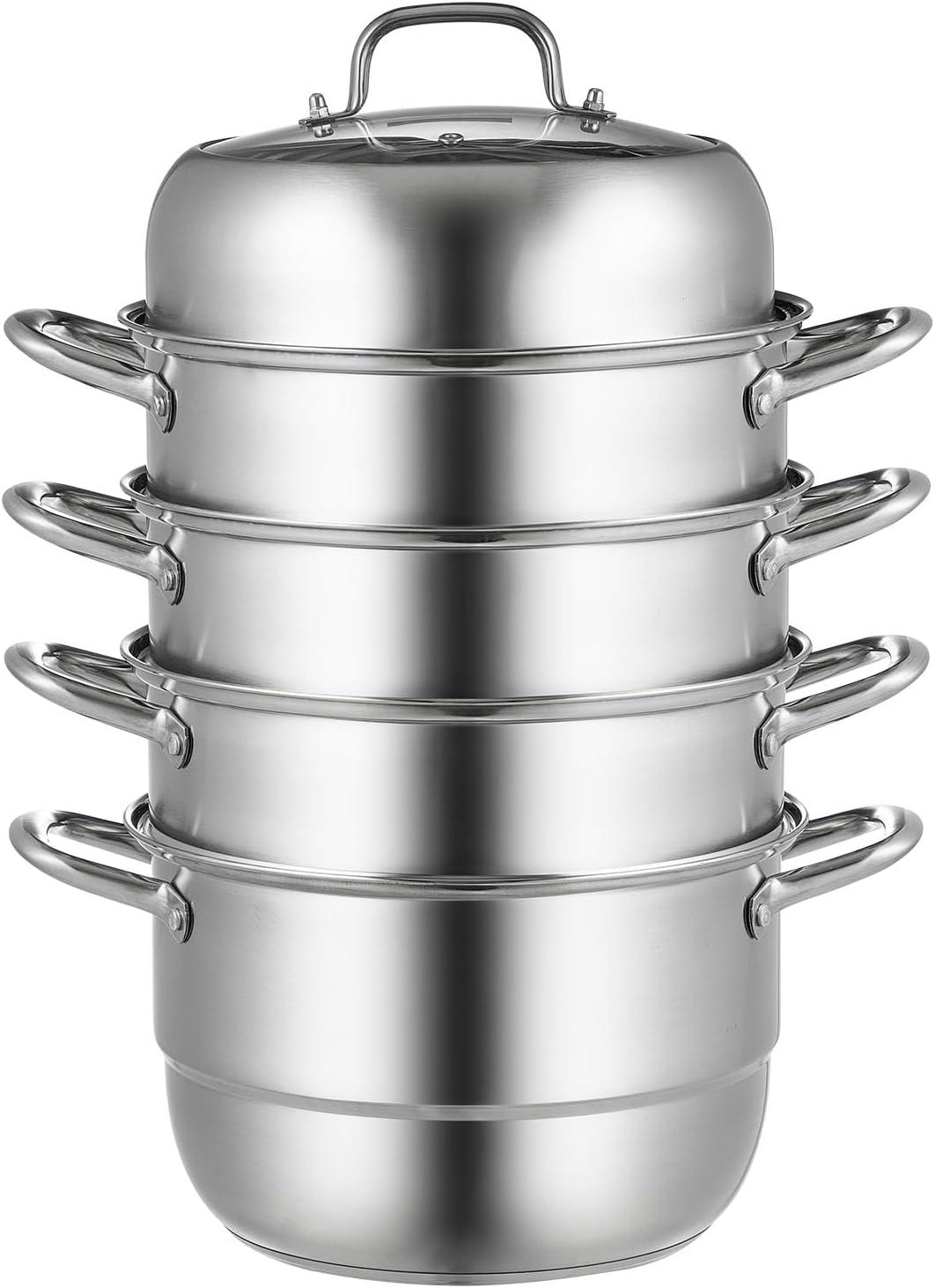 image:imageVEVOR 3Tier Commercial Food Warmer Display 1200W Food Display Warmer with Light Adjustable Shelf and Temperature Display 86185 Steam Heating 111L for Hamburger Pizza Bread Fried Chicken5Tier Stainless Steel Food Steamer