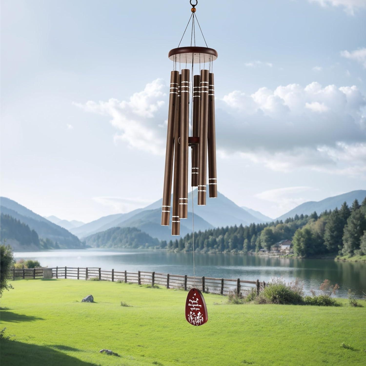 image:imageVEVOR 42 Deep Tone Wind Chimes Large 6Tube Memorial Wind Chimes HandTuned Aluminum Tubes Dark Brown Outdoor Decor for Patio Porch Garden for Anniversaries amp SympathyDark Brown