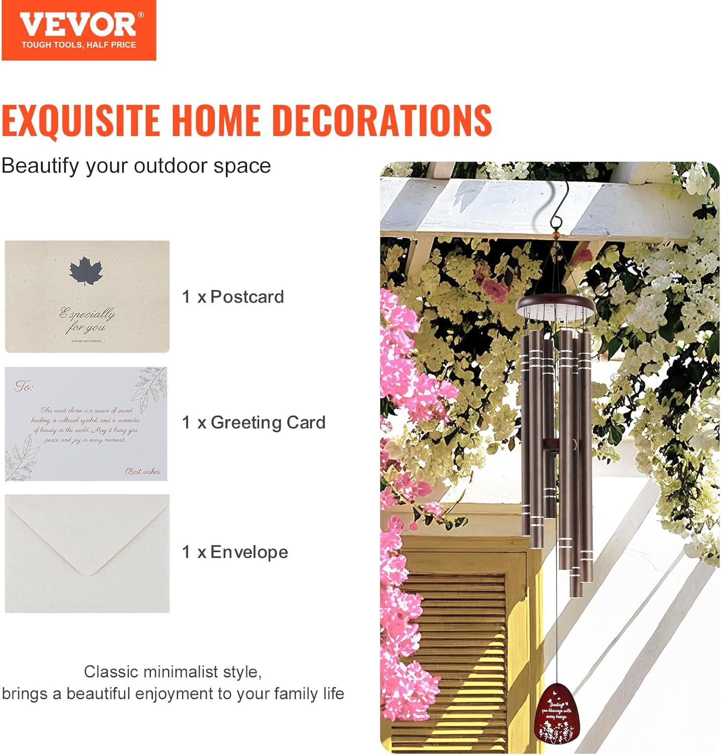 image:imageVEVOR 42 Deep Tone Wind Chimes Large 6Tube Memorial Wind Chimes HandTuned Aluminum Tubes Dark Brown Outdoor Decor for Patio Porch Garden for Anniversaries amp SympathyDark Brown