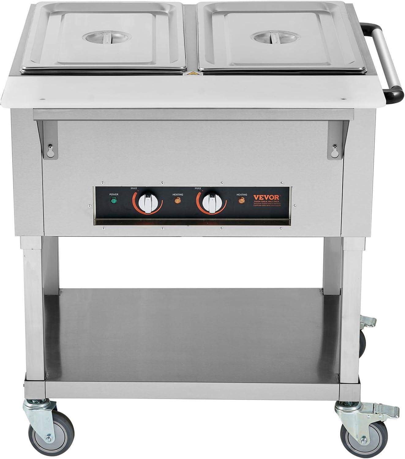 image:imageVEVOR 5Pan Commercial Food Warmer 5 x 206QT Electric Steam Table 3750W Professional Buffet Catering Food Warmer with Acrylic Sneeze Guard Food Grade Stainless Steel Server for Party Restaurant2Pan