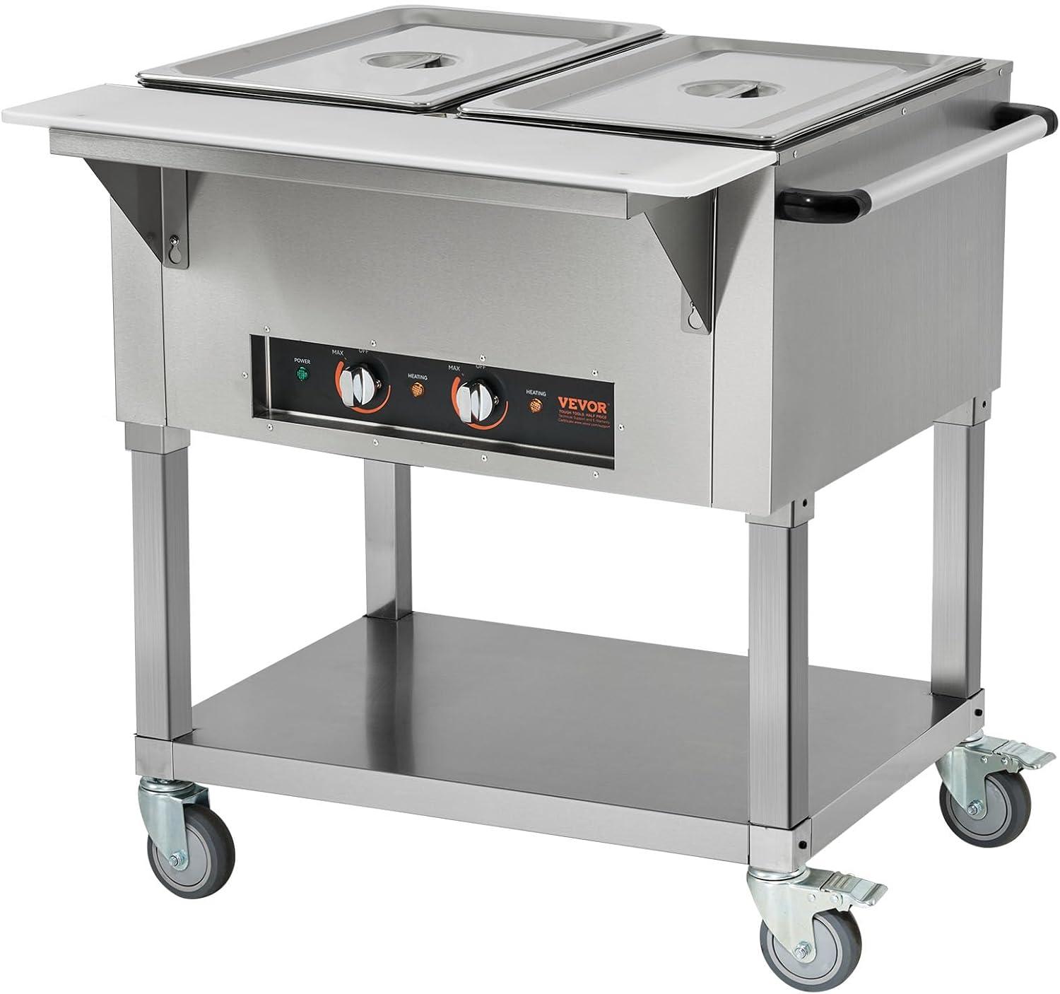 image:imageVEVOR 5Pan Commercial Food Warmer 5 x 206QT Electric Steam Table 3750W Professional Buffet Catering Food Warmer with Acrylic Sneeze Guard Food Grade Stainless Steel Server for Party Restaurant2Pan