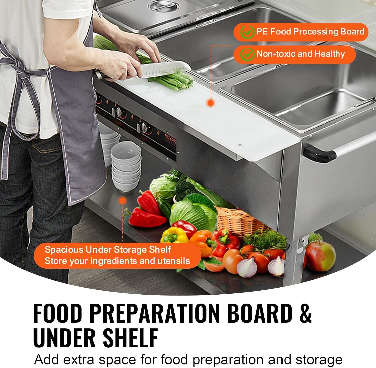 image:imageVEVOR 5Pan Commercial Food Warmer 5 x 206QT Electric Steam Table 3750W Professional Buffet Catering Food Warmer with Acrylic Sneeze Guard Food Grade Stainless Steel Server for Party Restaurant5Pan