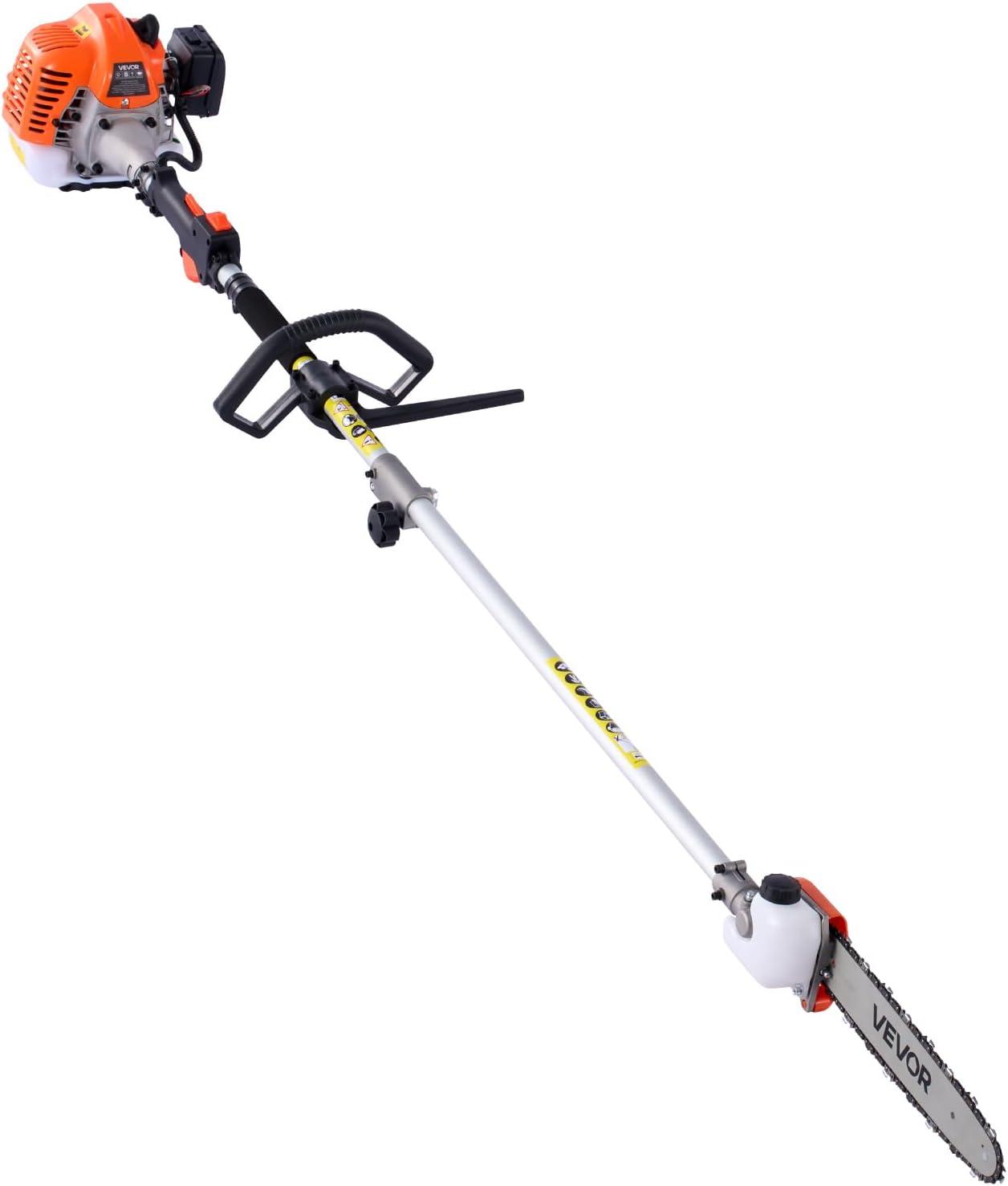 image:imageVEVOR 5in1 26cc 2 Cycle Gas Powered Dual Sided Hedge Trimmer Weed Eater String Trimmer Edger Pole Saw Chainsaw Pruner with EPA CE and EMC Certification26cc 7in1 Gas Hedge Trimmer Weed Eater String Trimmer 3T40T Brush Cutter Edger Pole Saw Chainsaw Pruner