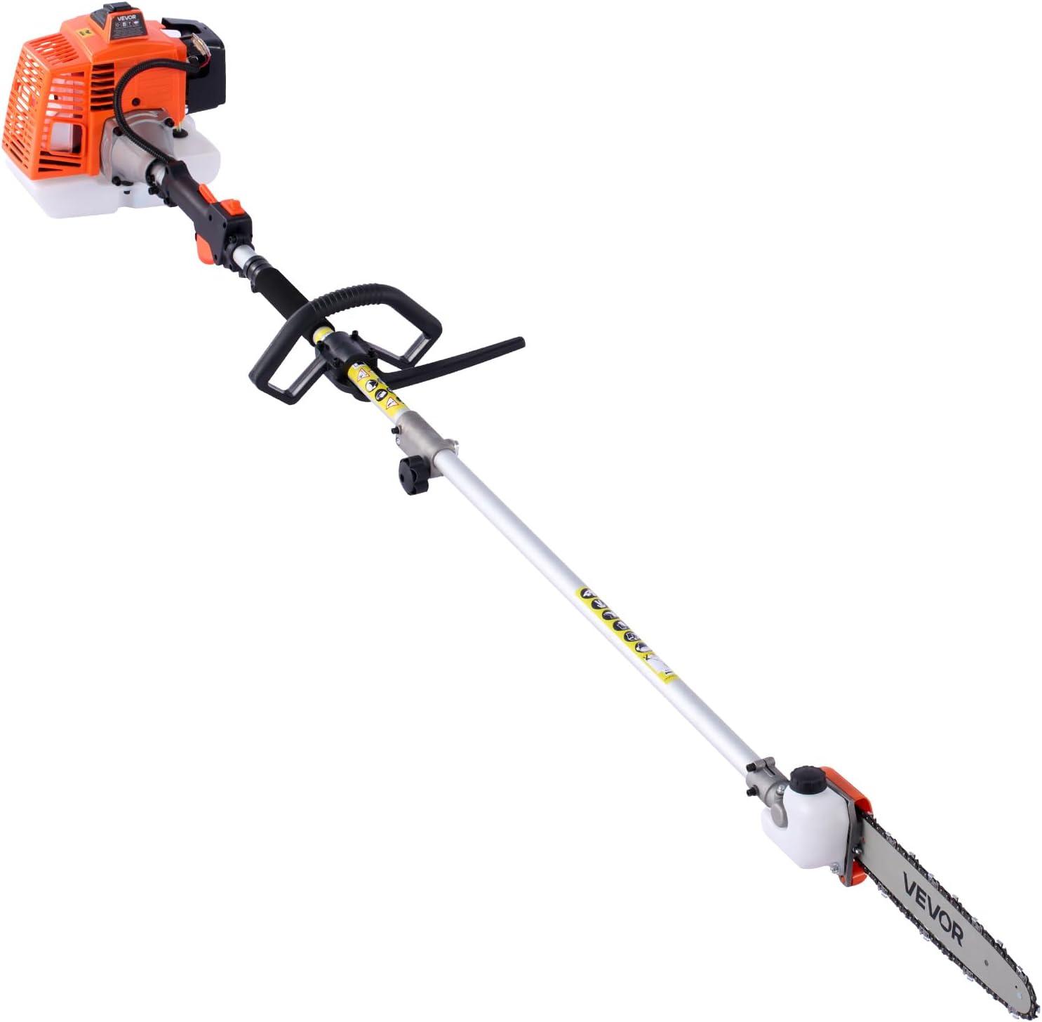 image:imageVEVOR 5in1 26cc 2 Cycle Gas Powered Dual Sided Hedge Trimmer Weed Eater String Trimmer Edger Pole Saw Chainsaw Pruner with EPA CE and EMC Certification63cc 5in1 Gas Hedge Trimmer Weed Eater String Trimmer 3T40T Brush Cutter Pole Saw Chainsaw Pruner