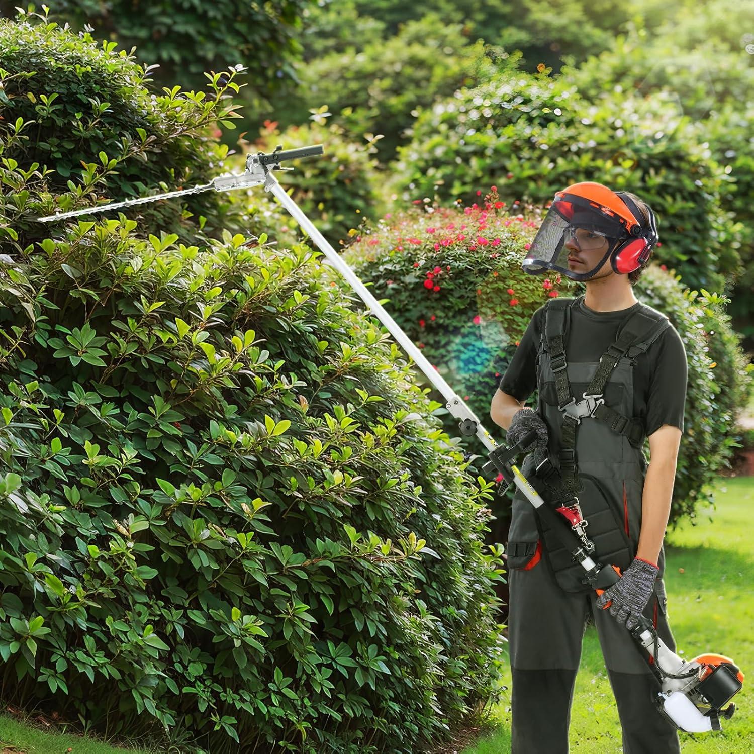 image:imageVEVOR 5in1 26cc 2 Cycle Gas Powered Dual Sided Hedge Trimmer Weed Eater String Trimmer Edger Pole Saw Chainsaw Pruner with EPA CE and EMC Certification52cc 6in1 Gas Hedge Trimmer