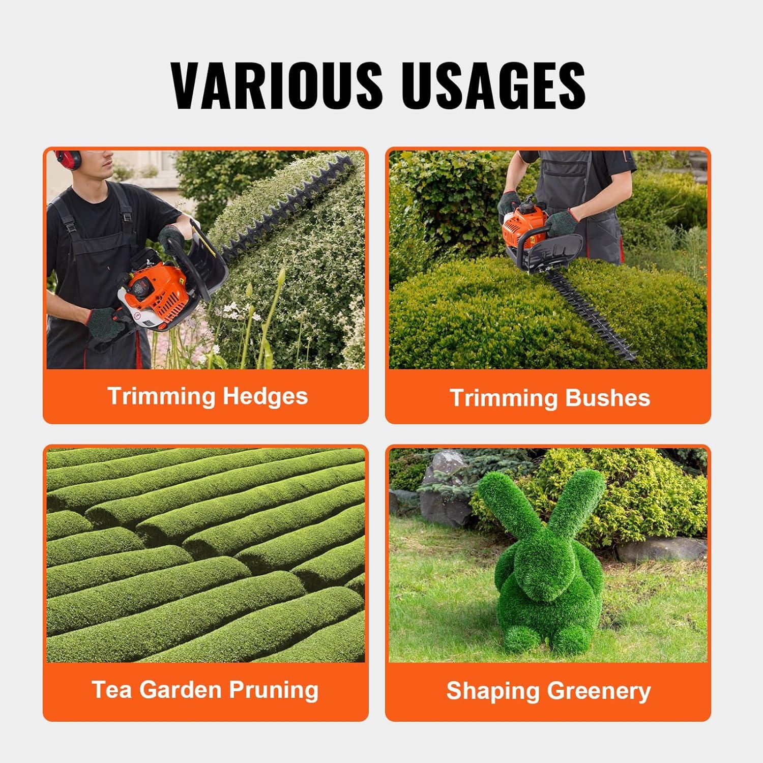 image:imageVEVOR 5in1 26cc 2 Cycle Gas Powered Dual Sided Hedge Trimmer Weed Eater String Trimmer Edger Pole Saw Chainsaw Pruner with EPA CE and EMC Certification26cc 2 Stroke Gas Hedge Trimmer