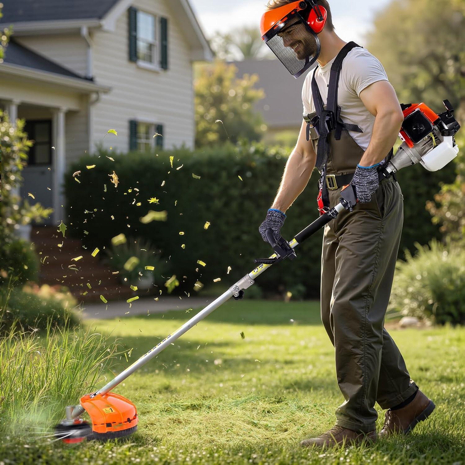 image:imageVEVOR 5in1 26cc 2 Cycle Gas Powered Dual Sided Hedge Trimmer Weed Eater String Trimmer Edger Pole Saw Chainsaw Pruner with EPA CE and EMC Certification63cc 5in1 Gas Hedge Trimmer Weed Eater String Trimmer 3T40T Brush Cutter Pole Saw Chainsaw Pruner