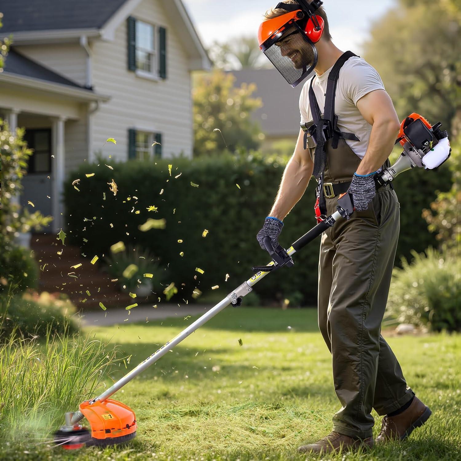 image:imageVEVOR 5in1 26cc 2 Cycle Gas Powered Dual Sided Hedge Trimmer Weed Eater String Trimmer Edger Pole Saw Chainsaw Pruner with EPA CE and EMC Certification26cc 7in1 Gas Hedge Trimmer Weed Eater String Trimmer 3T40T Brush Cutter Edger Pole Saw Chainsaw Pruner