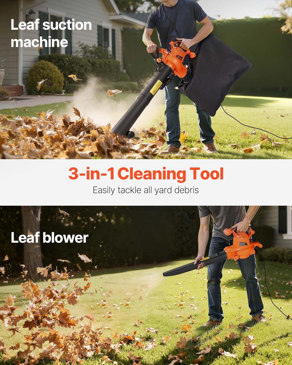 image:imageVEVOR 63CC Backpack Leaf Blower Gas Powered 189L Tank Delivers 1110CFM amp 220MPH Perfect for Garden Maintenance Clearing Leaves amp Snow3 in 1 12Amp Corded Leaf Blower