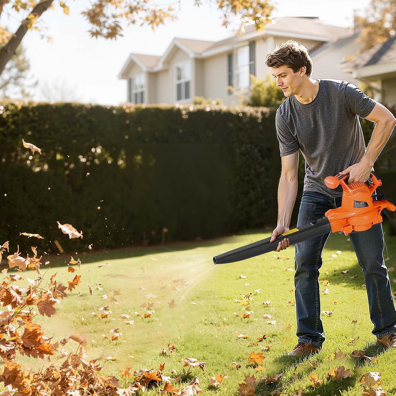 image:imageVEVOR 63CC Backpack Leaf Blower Gas Powered 189L Tank Delivers 1110CFM amp 220MPH Perfect for Garden Maintenance Clearing Leaves amp Snow3 in 1 12Amp Corded Leaf Blower