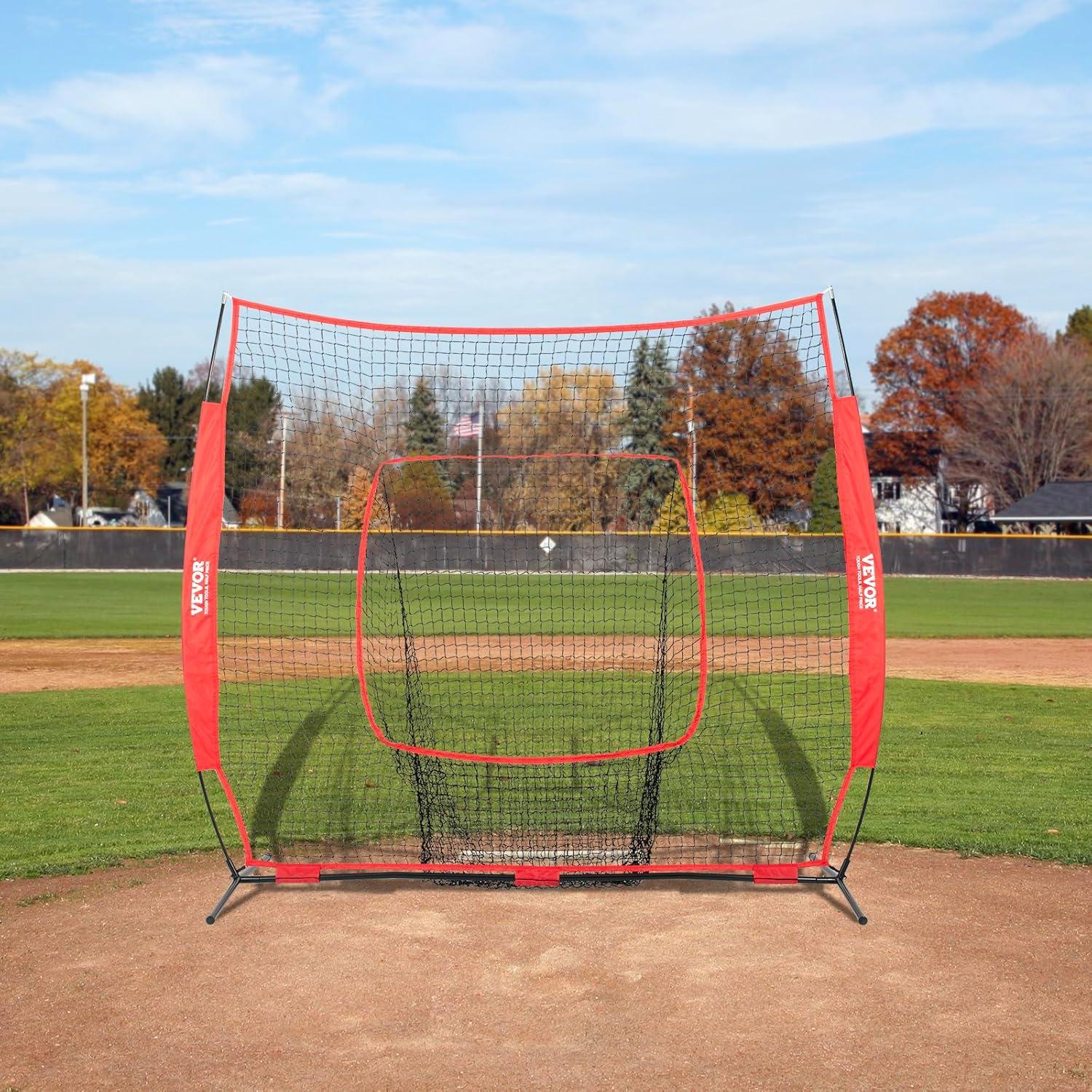 image:imageVEVOR 7x7ft Baseball Softball Practice Net Portable Baseball Training Net for Hitting Batting Catching Pitching Backstop Baseball Equipment Training Net7x7FTNo Strike Zone