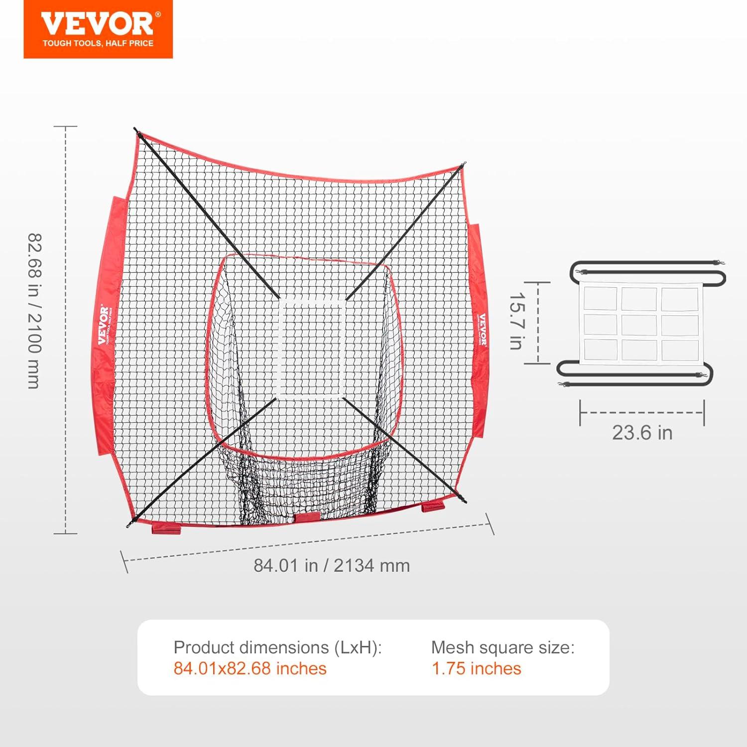 image:imageVEVOR 7x7ft Baseball Softball Practice Net Portable Baseball Training Net for Hitting Batting Catching Pitching Backstop Baseball Equipment Training NetNet OnlyNo Frame