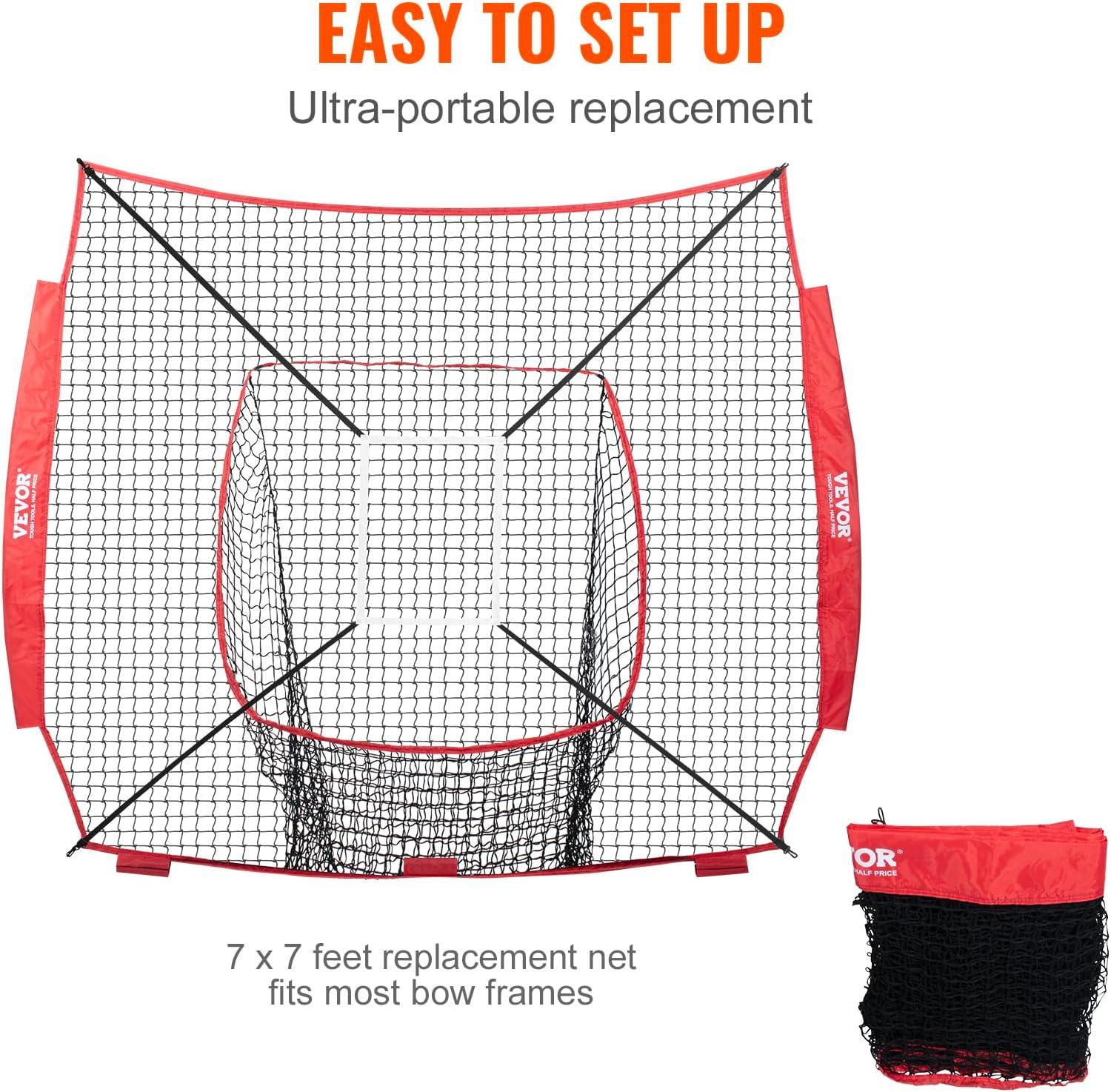 image:imageVEVOR 7x7ft Baseball Softball Practice Net Portable Baseball Training Net for Hitting Batting Catching Pitching Backstop Baseball Equipment Training NetNet OnlyNo Frame