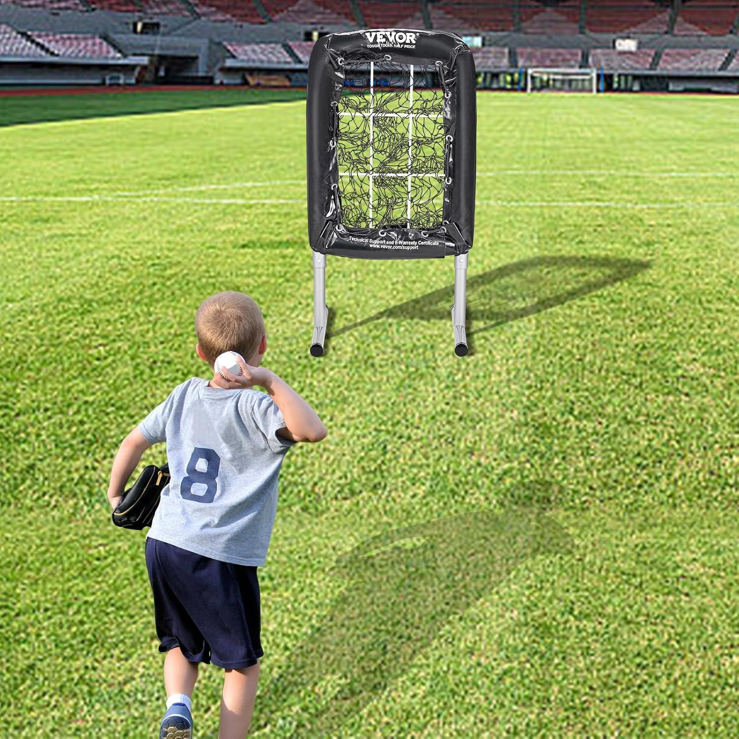 image:imageVEVOR 9 Hole Baseball Net Softball Baseball Training Equipment for Hitting Pitching Practice Heavy Duty Height Adjustable Trainer Aid with Strike Zone amp 4 Ground Stakes for Youth Adults21x29INCH