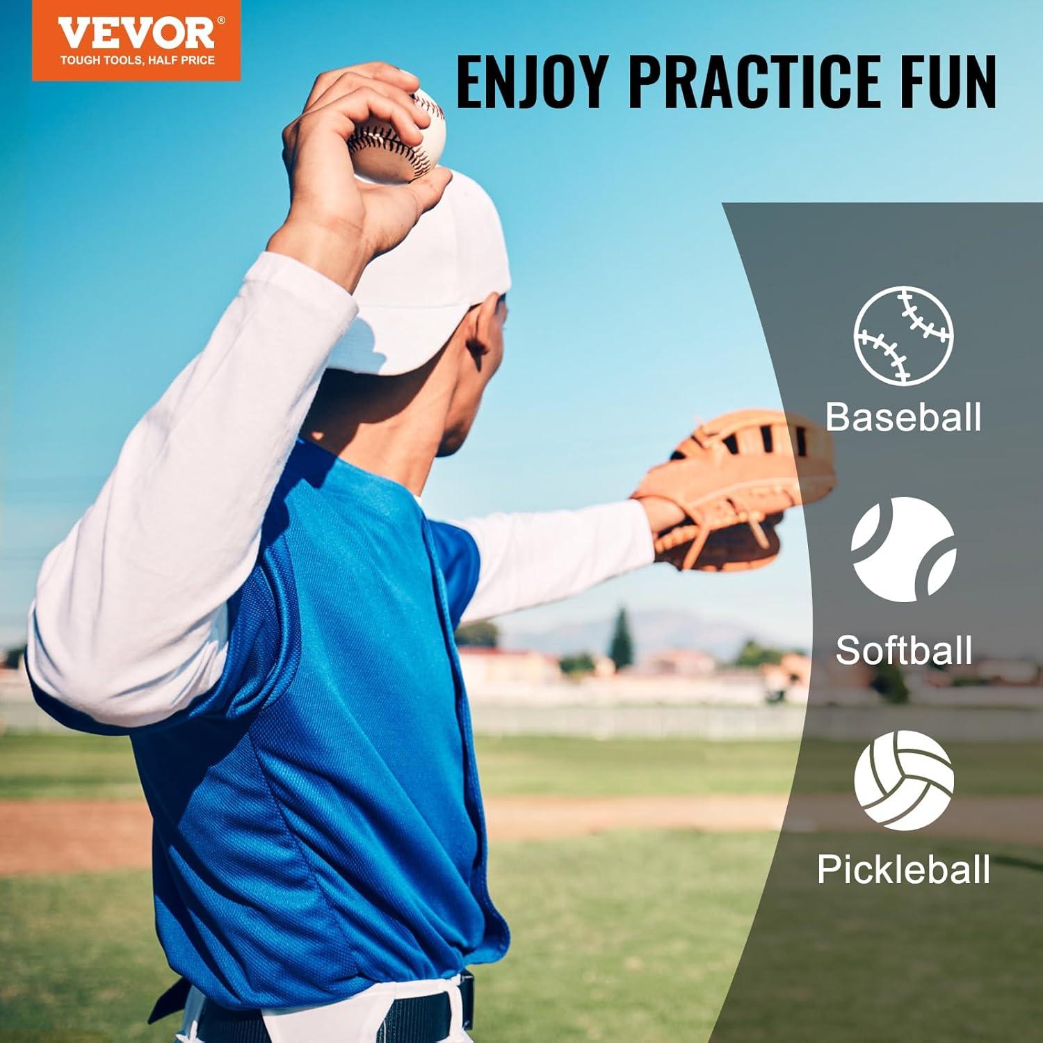 image:imageVEVOR 9 Hole Baseball Net Softball Baseball Training Equipment for Hitting Pitching Practice Heavy Duty Height Adjustable Trainer Aid with Strike Zone amp 4 Ground Stakes for Youth Adults21x29INCH