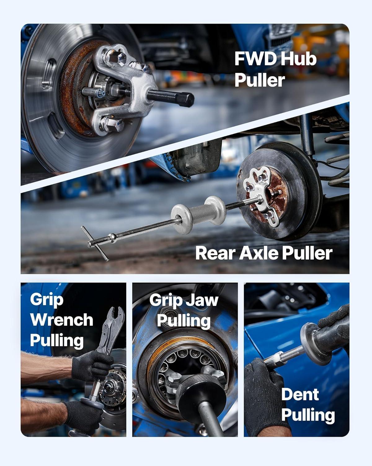image:imageVEVOR 9Way Slide Hammer Puller Set 15PCS Front Wheel Hub Bearing Remover amp Rear Wheel Axle Hub Dent Shaft Puller Tool Kit Axle Bearing Puller Tool Kit and Slide Hammer Remover Set with Carry Boxslide hammer puller set