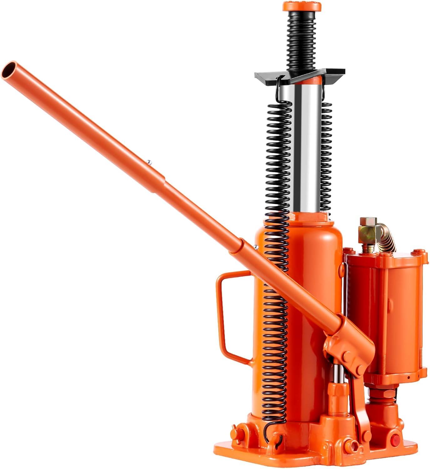 image:imageVEVOR Air Hydraulic Bottle Jack 20 Ton40000 LBS All Welded Bottle Jack 104197 inch Lifting Range Manual Handle and Air Pump for Car Pickup Truck RV Auto Repair Industrial Engineering12T Pneumatic Type
