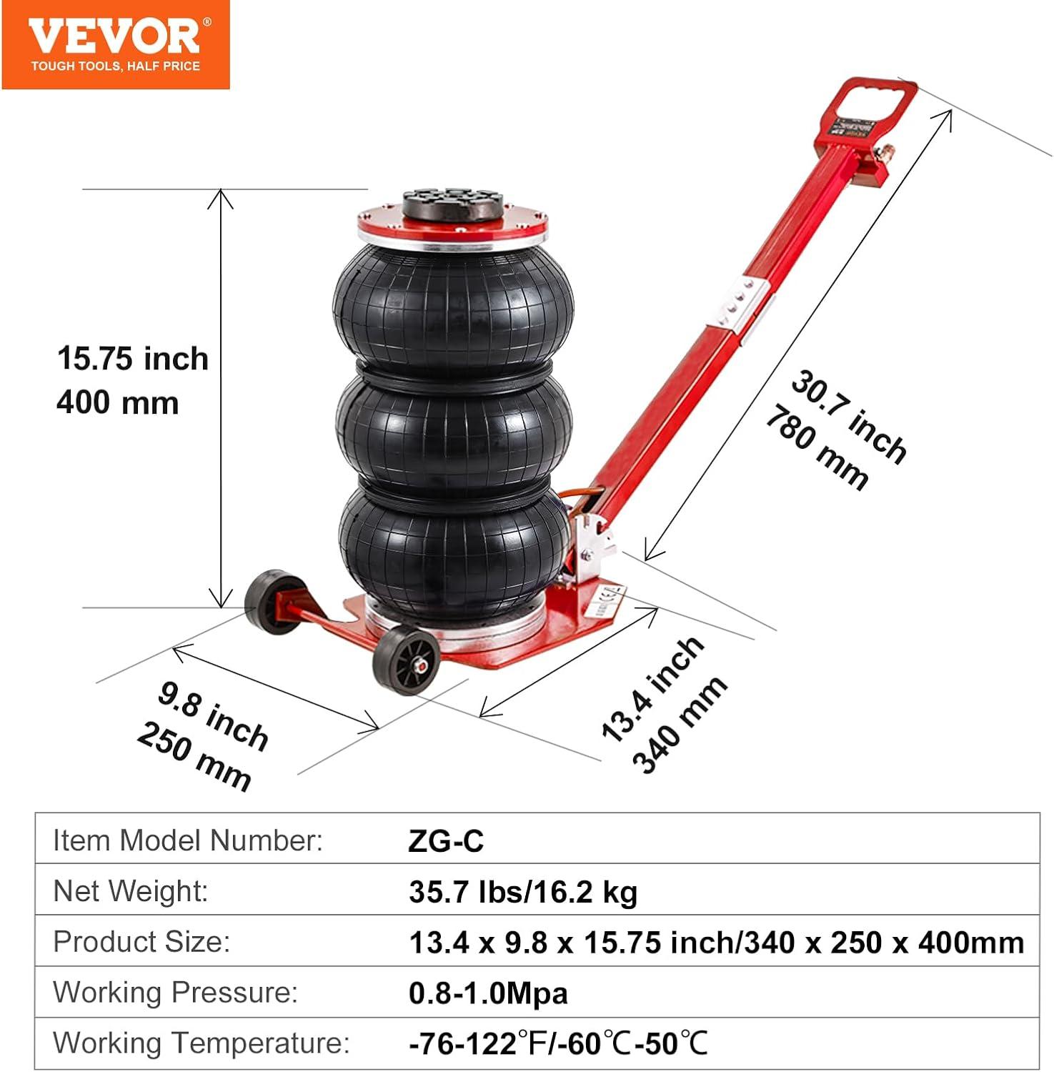 image:imageVEVOR Air Jack 3 Ton6600 lbs Triple Bag Air Jack Air Bag Jack Lift Range 591575 Airbag Jack with Adjustable Long Handle 35 S Fast Lifting for Car Auto Shop Garage3T adjustable Handle