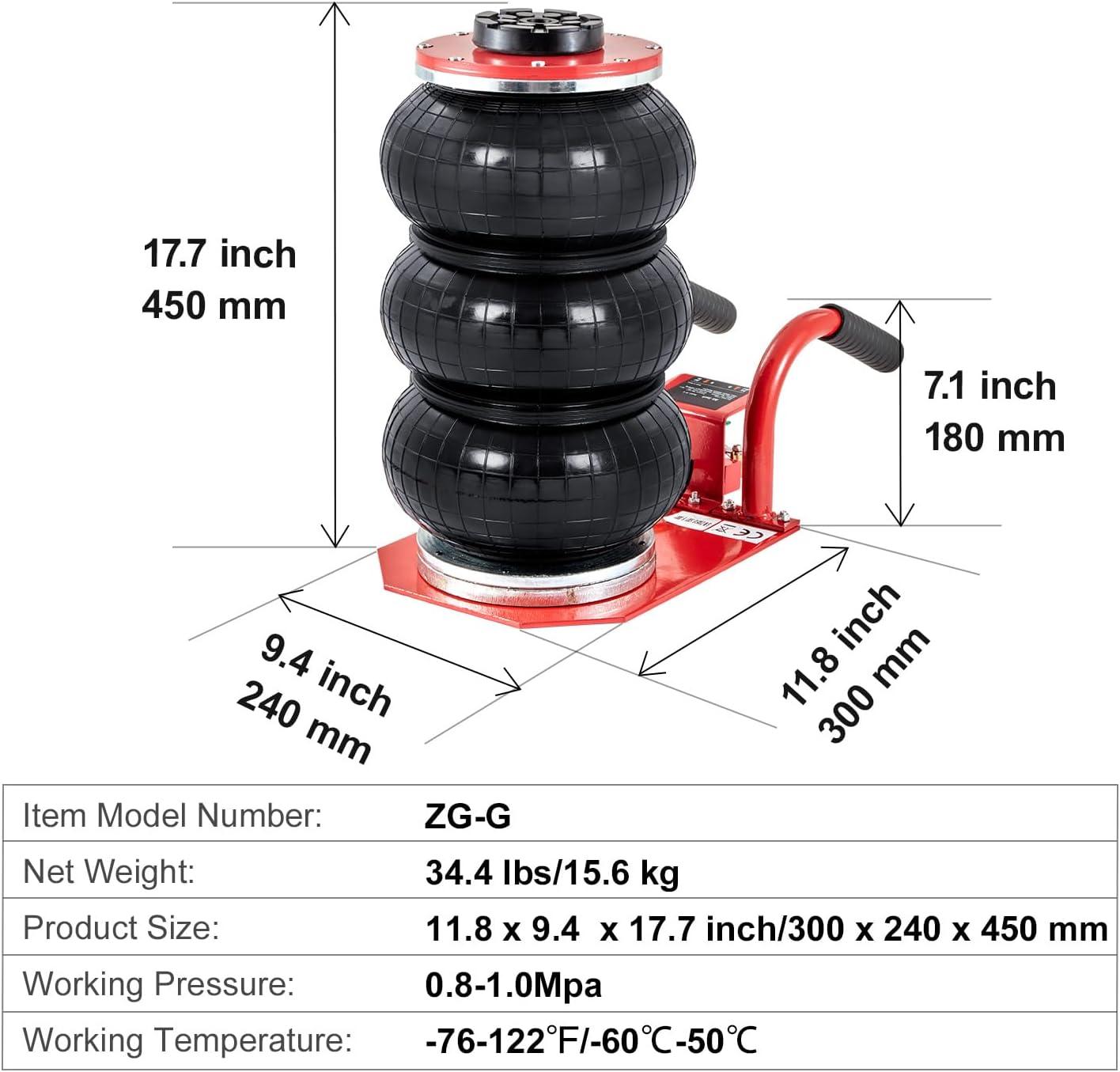 image:imageVEVOR Air Jack 3 Ton6600 lbs Triple Bag Air Jack Air Bag Jack Lift Up to 1575 Inch 35S Fast Lifting Air Bag Jack for Cars with Short Handle Red3Thigh 177inshort Handle