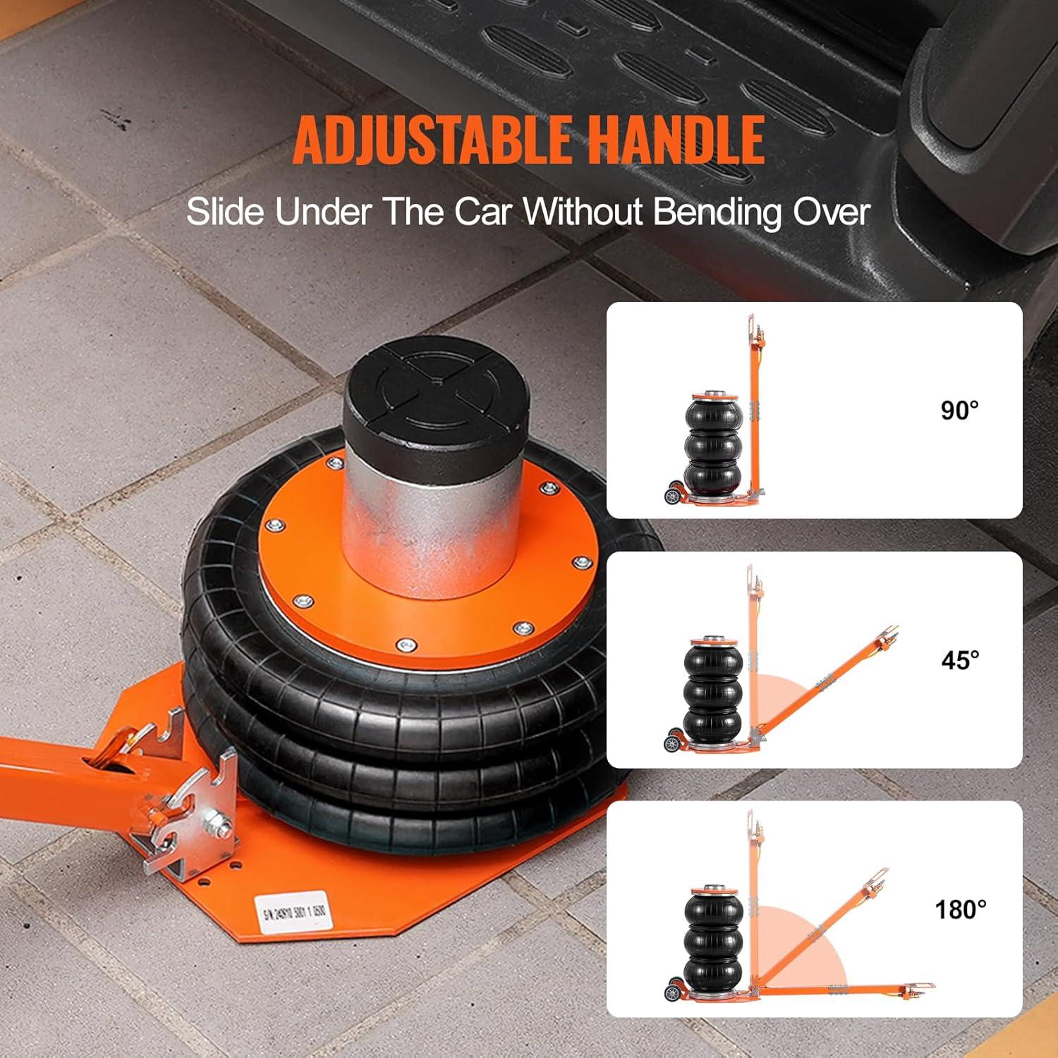 image:imageVEVOR Air Jack 3 Ton6600 lbs Triple Bag Air Jack with Heightened Column Lifting Up to 213 Inch amp Adjustable Handle with Thick Rubber Pad 16S Lifting Pneumatic Bag Jack Fits for Car SUV3Thigh 213inAdjustable Handle