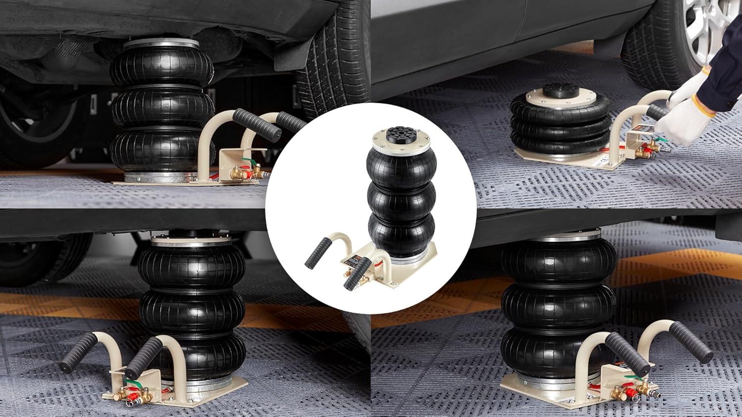 image:imageVEVOR Air Jack 3 Ton6600 lbs Triple Bag Air Jack with Heightened Column Lifting Up to 213 Inch amp Adjustable Handle with Thick Rubber Pad 16S Lifting Pneumatic Bag Jack Fits for Car SUV3Thigh 177inshort Handle