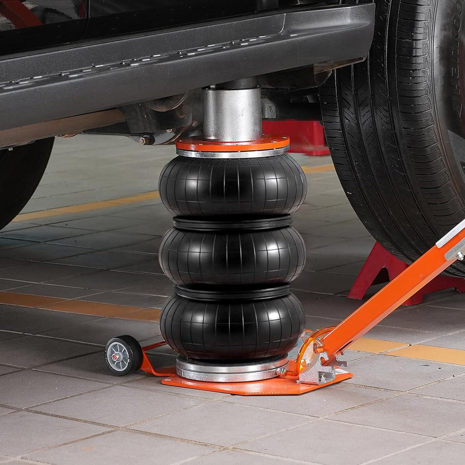 image:imageVEVOR Air Jack 3 Ton6600 lbs Triple Bag Air Jack with Heightened Column Lifting Up to 213 Inch amp Adjustable Handle with Thick Rubber Pad 16S Lifting Pneumatic Bag Jack Fits for Car SUV3Thigh 213inAdjustable Handle