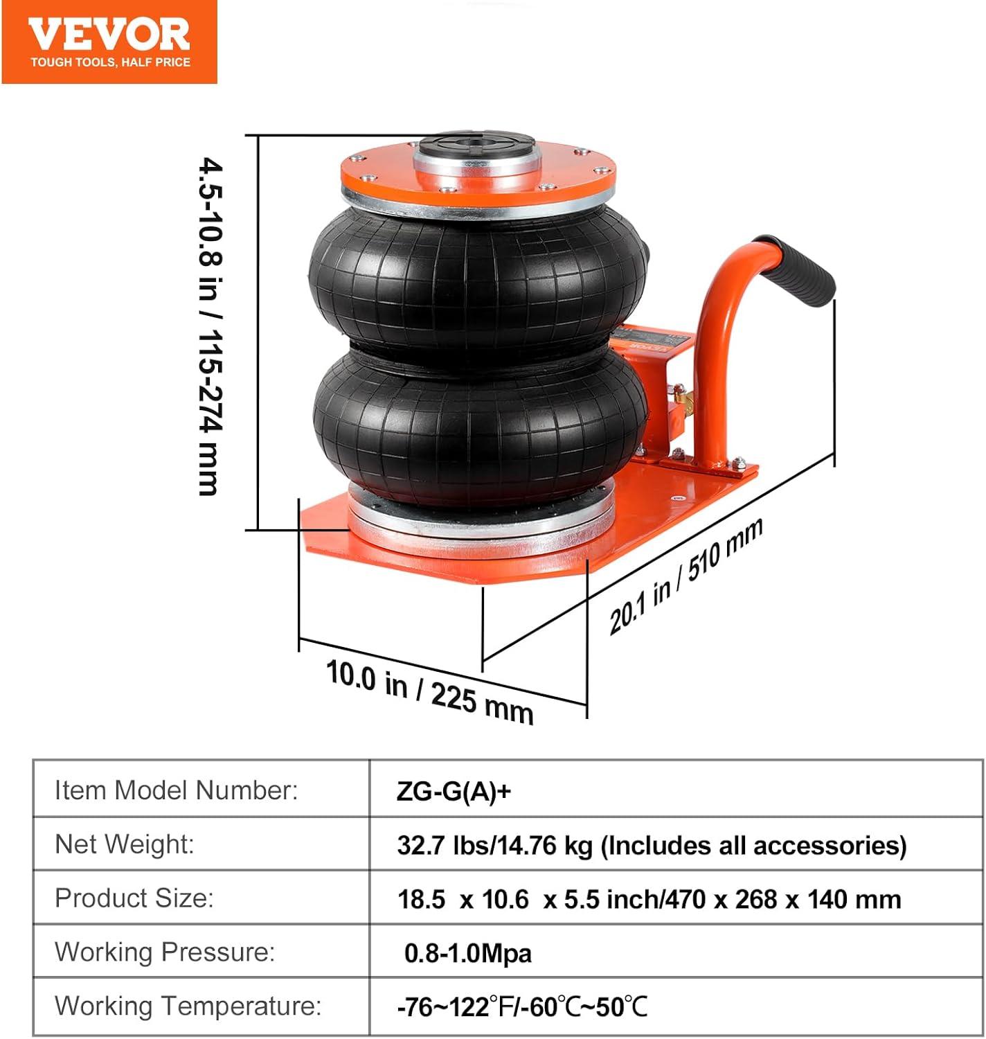 image:imageVEVOR Air Jack 3 Ton6613 lbs Triple Bag Air Jack Airbag with Six Steel Pipes Lift Up to 177 inch450 mm 16 s Fast Lifting Pneumatic with Long Handle amp Rubber Pad for Cars SUVs Pickup Trucks3Thigh 143inSpace Saving