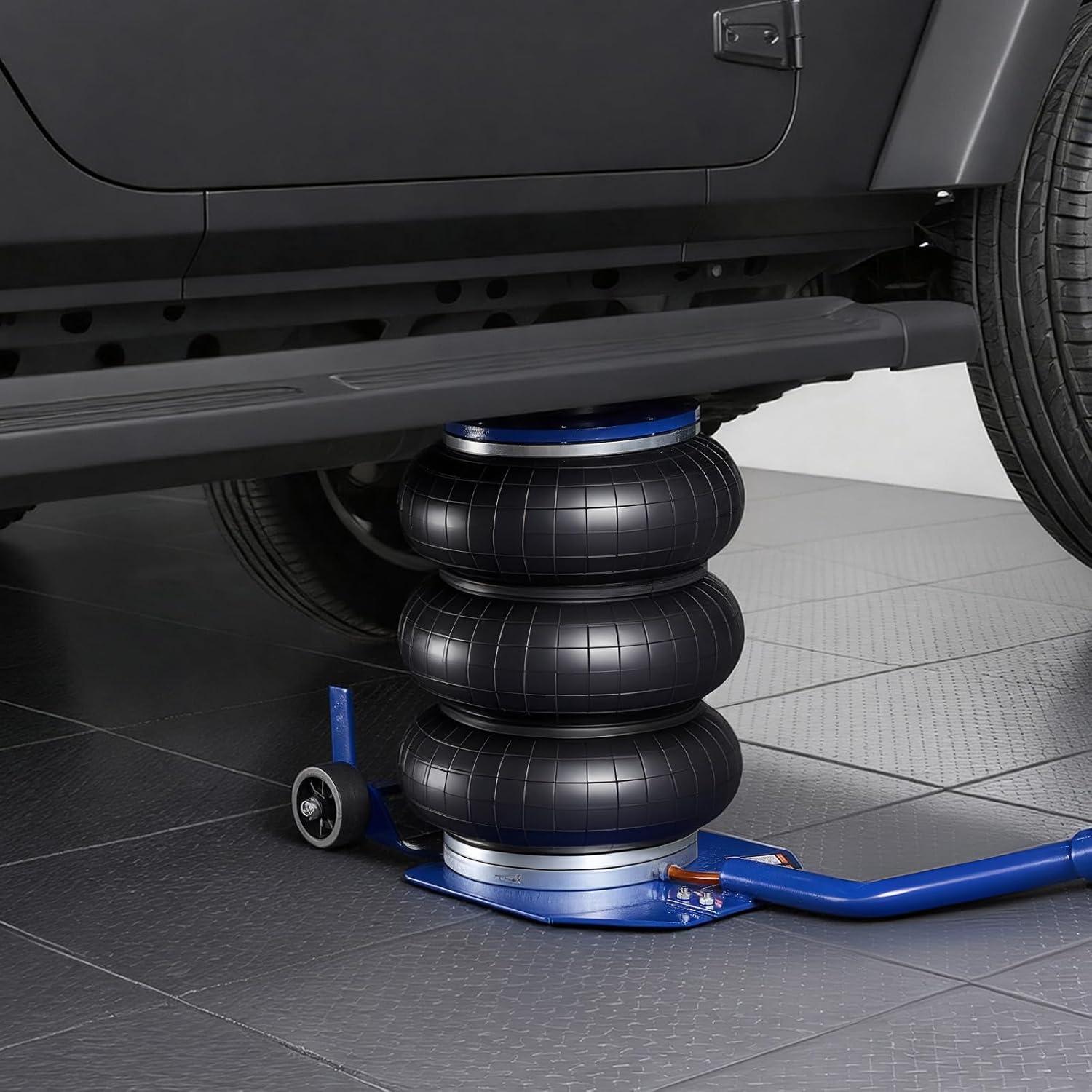 image:imageVEVOR Air Jack 3 Ton6613 lbs Triple Bag Air Jack Airbag with Six Steel Pipes Lift Up to 177 inch450 mm 16 s Fast Lifting Pneumatic with Long Handle amp Rubber Pad for Cars SUVs Pickup TrucksLong Handle
