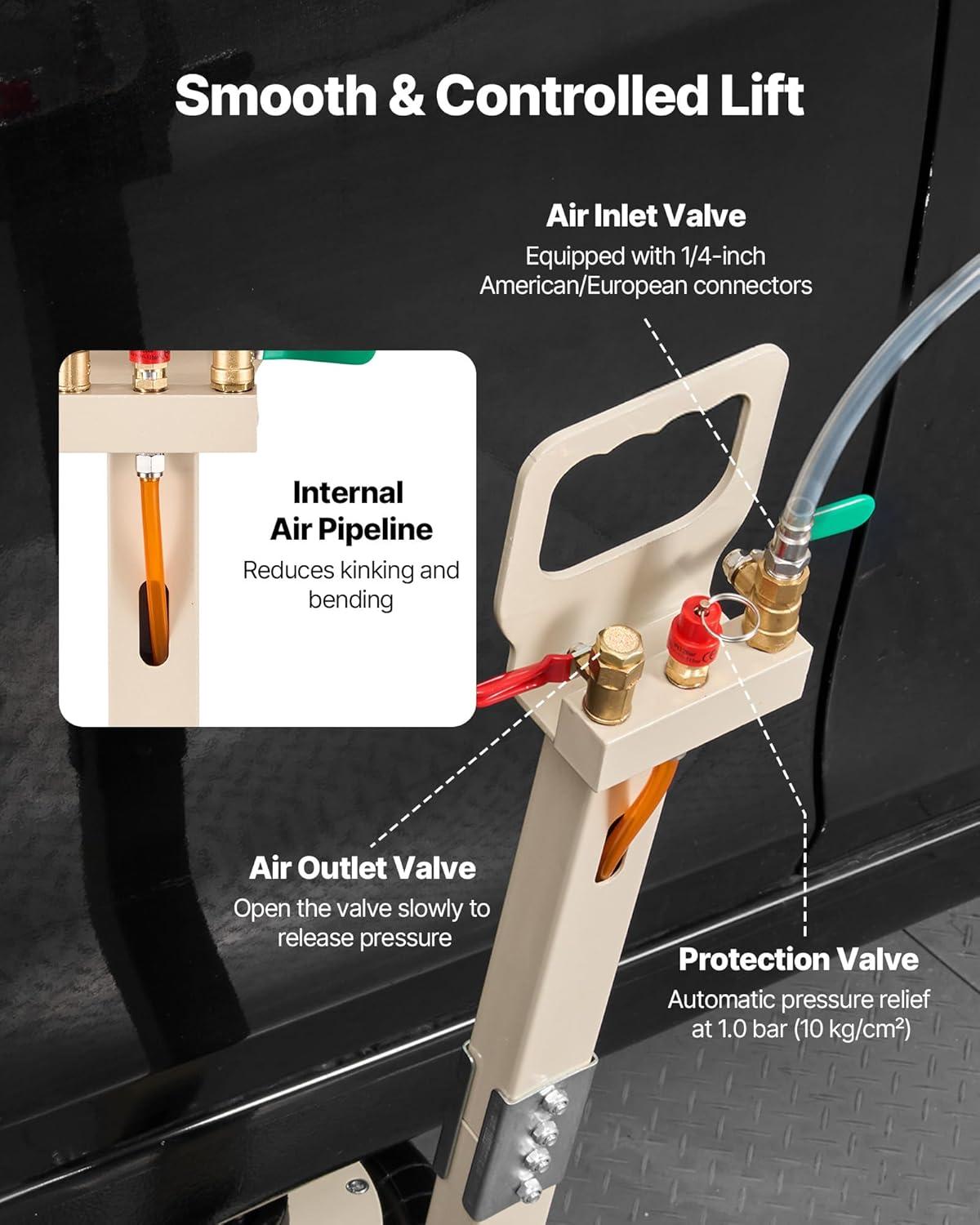 image:imageVEVOR Air Jack 3 Ton6613 lbs Triple Bag Air Jack Airbag with Six Steel Pipes Lift Up to 177 inch450 mm 16 s Fast Lifting Pneumatic with Long Handle amp Rubber Pad for Cars SUVs Pickup TrucksAdjust Handle