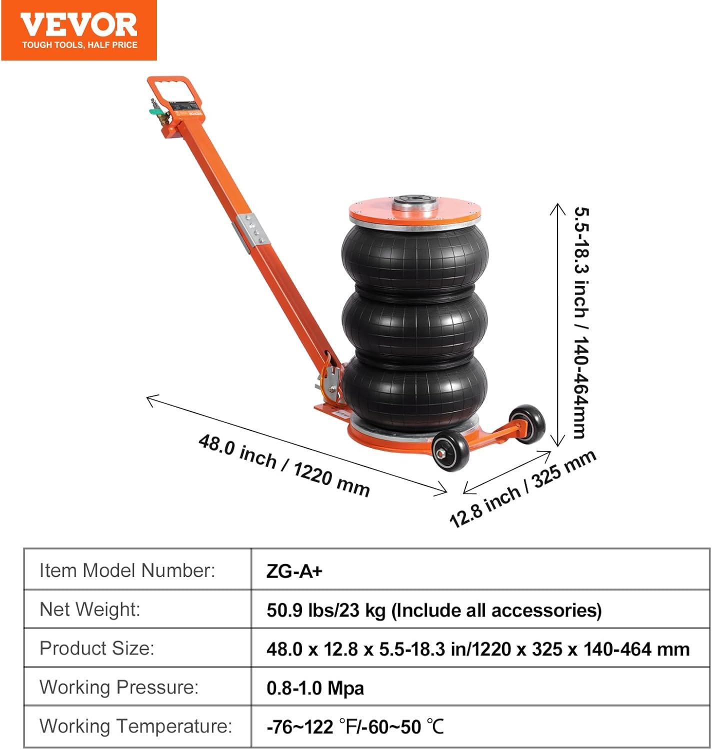 image:imageVEVOR Air Jack 5 Ton11000 lbs 410 S Pneumatic Lifting Jack with Heightened Column amp Adjustable Handle EasytoLift amp SpaceSaving Jack with Thick Rubber Pad Fits for Sedan SUV Pickup Truck