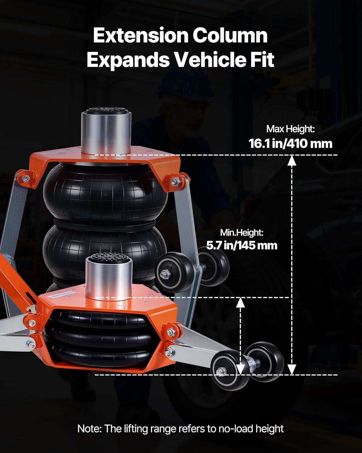 image:imageVEVOR Air Jack with Support Rod 3 Ton6613 lbs Triple Bag Air Jack Lift Up to 185 inch with Heightened Column amp Adjustable Handle 16 s Fast Lifting Pneumatic for Car SUV Pickup TruckAdjust Handle Support Rod