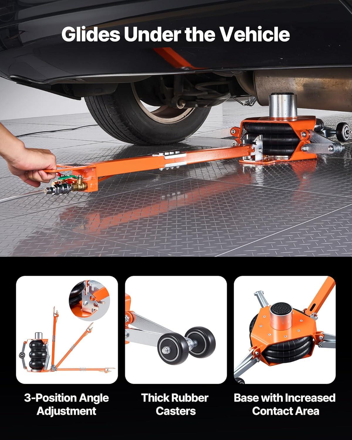 image:imageVEVOR Air Jack with Support Rod 3 Ton6613 lbs Triple Bag Air Jack Lift Up to 185 inch with Heightened Column amp Adjustable Handle 16 s Fast Lifting Pneumatic for Car SUV Pickup TruckAdjust Handle Support Rod