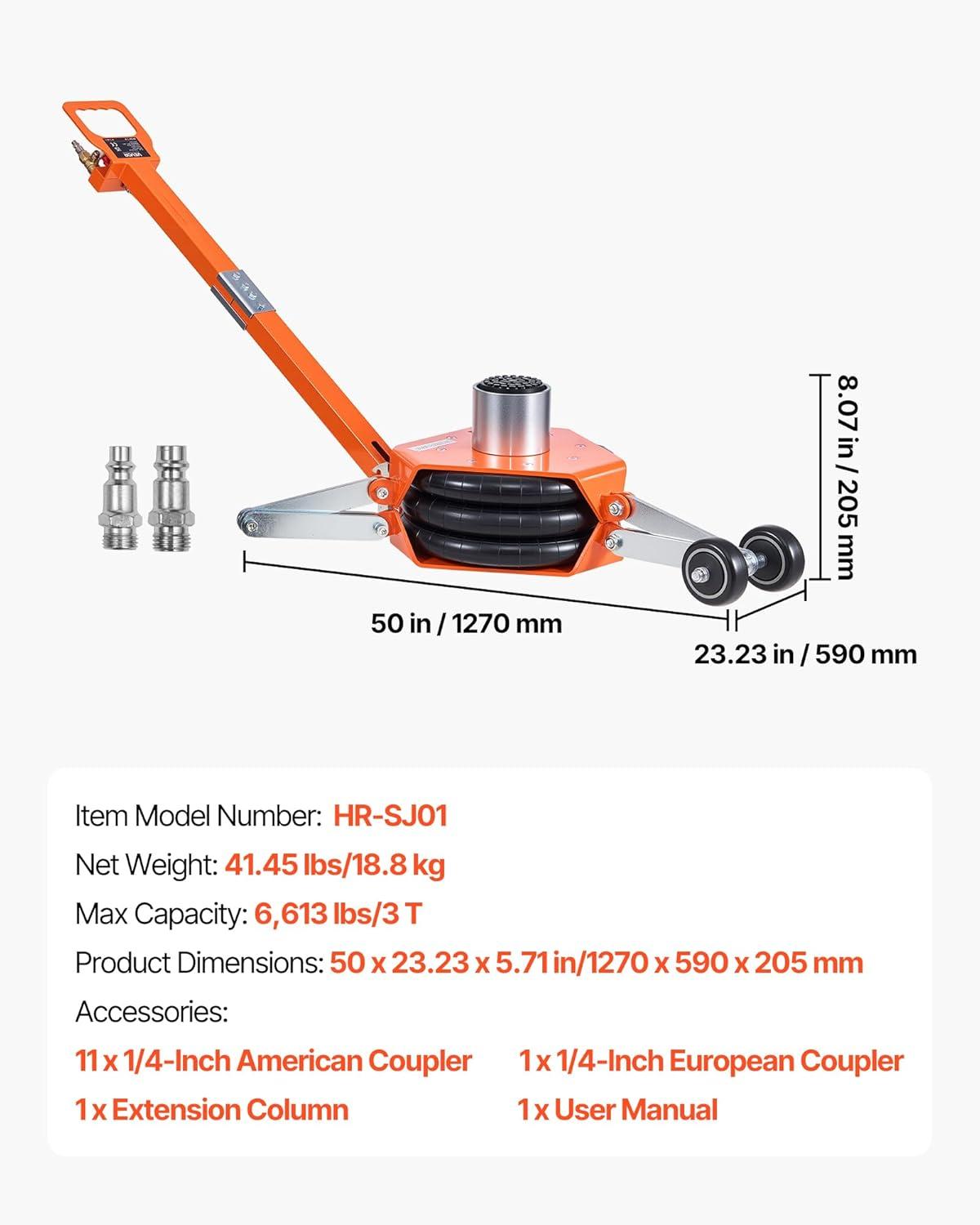 image:imageVEVOR Air Jack with Support Rod 3 Ton6613 lbs Triple Bag Air Jack Lift Up to 185 inch with Heightened Column amp Adjustable Handle 16 s Fast Lifting Pneumatic for Car SUV Pickup TruckAdjust Handle Support Rod