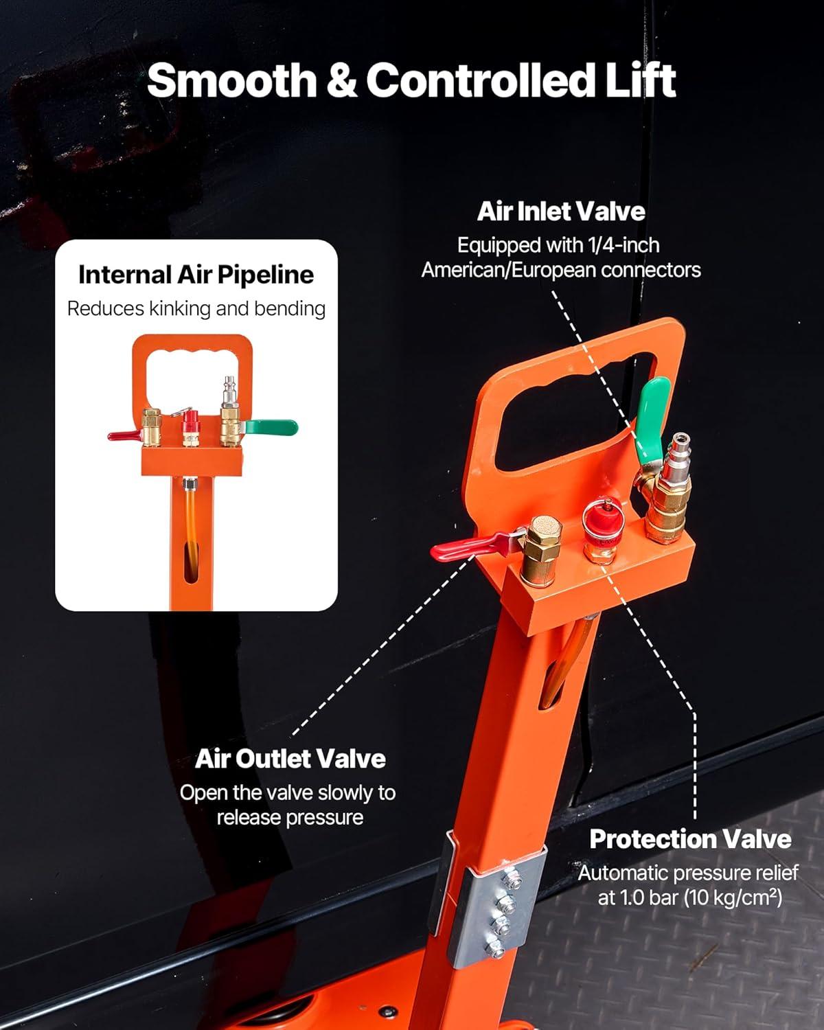 image:imageVEVOR Air Jack with Support Rod 3 Ton6613 lbs Triple Bag Air Jack Lift Up to 185 inch with Heightened Column amp Adjustable Handle 16 s Fast Lifting Pneumatic for Car SUV Pickup TruckAdjust Handle Support Rod