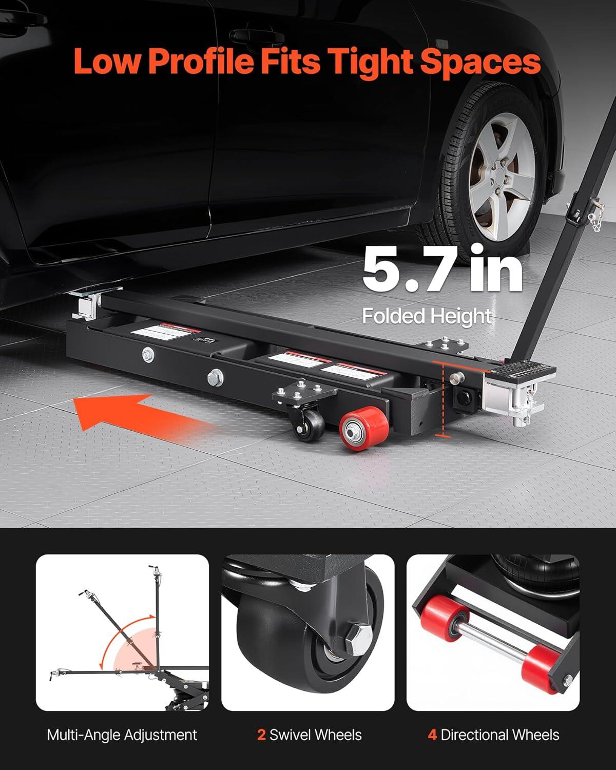 image:imageVEVOR Air Portable Car Lift 6613 lbs3 Ton Capacity 217 inch Max Height Adjustable Portable Air Car Lift with Airbag Support Stands Wheel Chocks Rubber Pads HeavyDuty for Sedan SUV Pickup