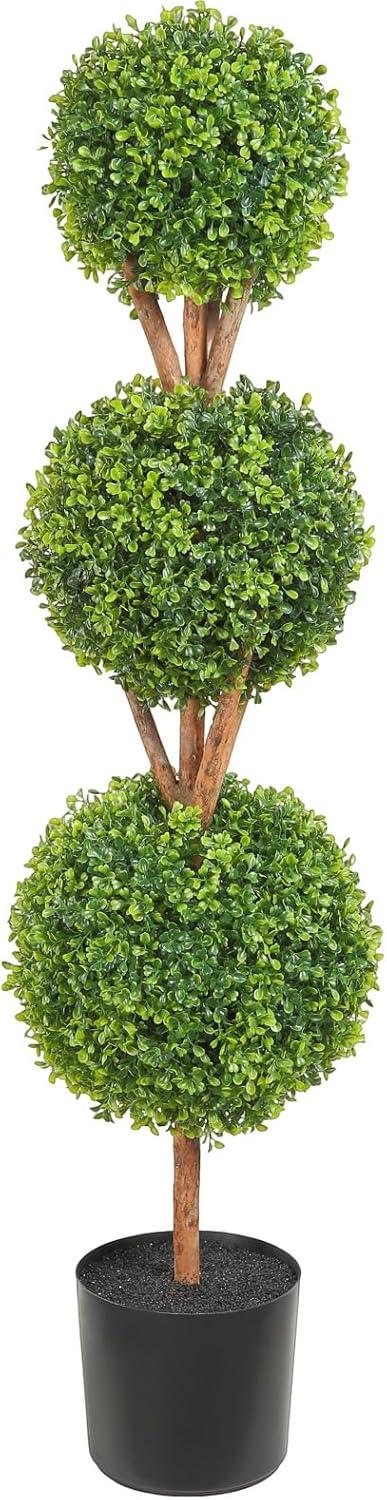 image:imageVEVOR Artificial Boxwood Topiary Tree 36 inch Tall 2 Pieces Double Ball Faux Topiary Trees Faux Plant wExtra Leaves amp Pot amp Small Decoration UV Rated Set for Home Decor IndoorOutdoor3tier