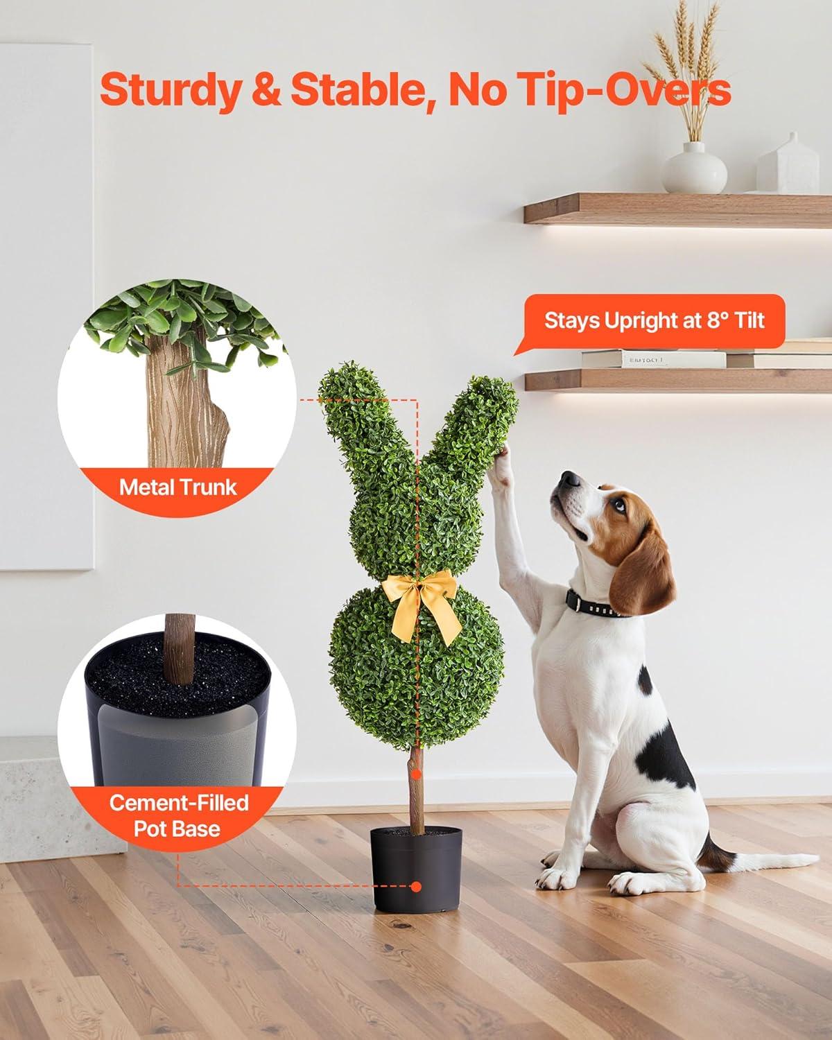 image:imageVEVOR Artificial Boxwood Topiary Tree 36 inch Tall 2 Pieces Double Ball Faux Topiary Trees Faux Plant wExtra Leaves amp Pot amp Small Decoration UV Rated Set for Home Decor IndoorOutdoorBunny