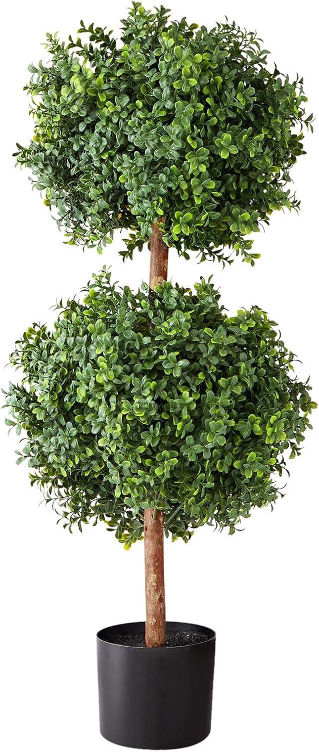 image:imageVEVOR Artificial Boxwood Topiary Tree 36 inch Tall 2 Pieces Double Ball Faux Topiary Trees Faux Plant wExtra Leaves amp Pot amp Small Decoration UV Rated Set for Home Decor IndoorOutdoorDouble Ball New