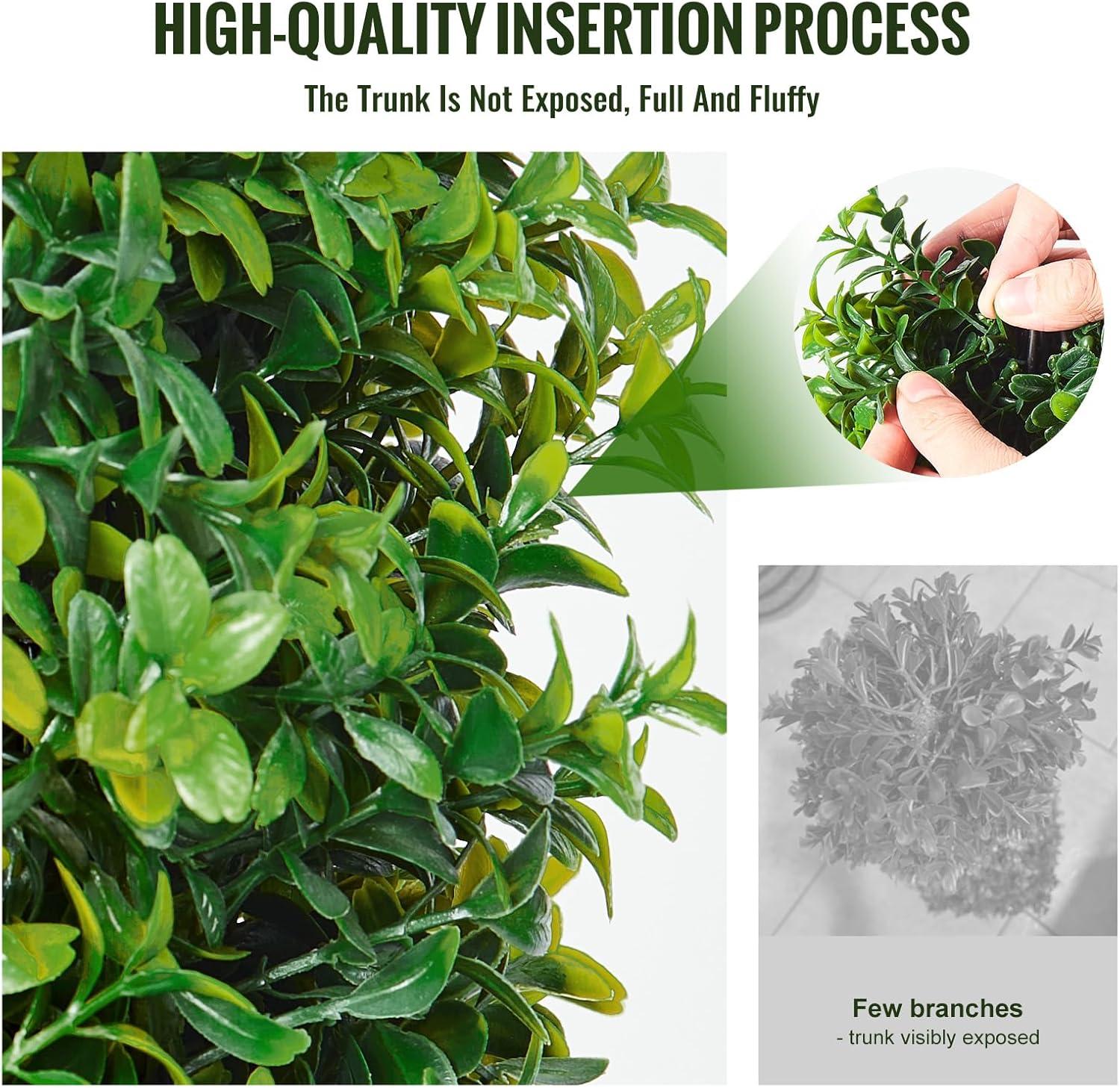 image:imageVEVOR Artificial Boxwood Topiary Tree 36 inch Tall 2 Pieces Double Ball Faux Topiary Trees Faux Plant wExtra Leaves amp Pot amp Small Decoration UV Rated Set for Home Decor IndoorOutdoorTowershaped