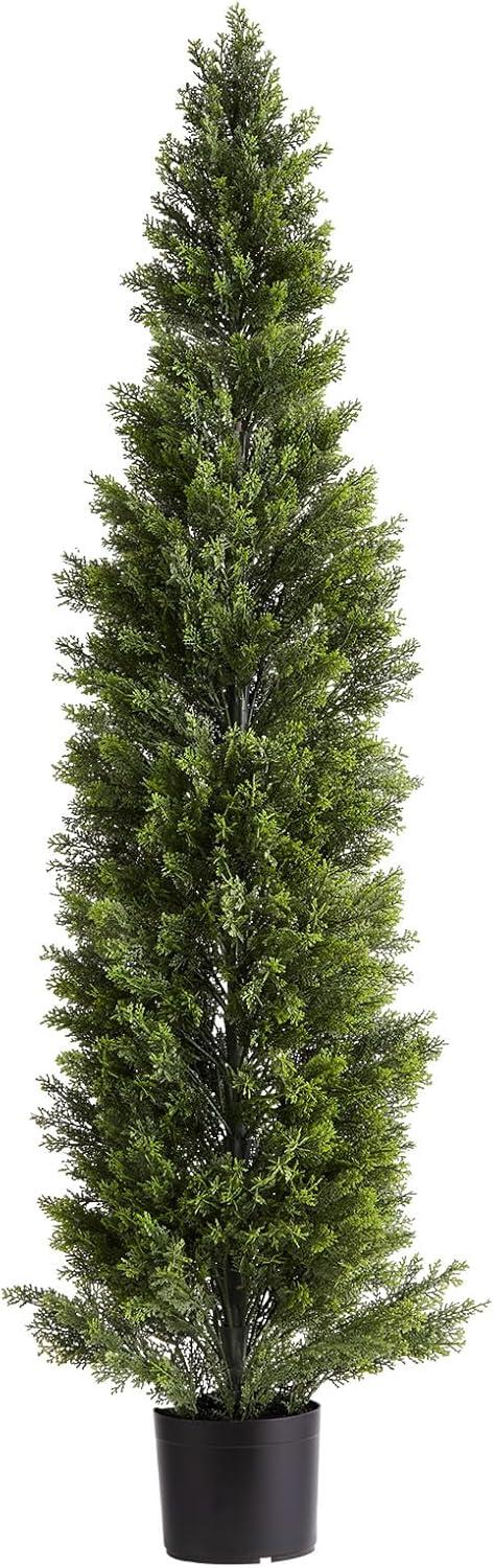 image:imageVEVOR Artificial Topiary Cedar Tree 60 inch Tall 2 Pieces with Extra Leaves amp Pot Faux Evergreen Fake Pine Cypress Trees Plant UV Rated Artificial Greenery Set for Home Decor IndoorOutdoor5FT