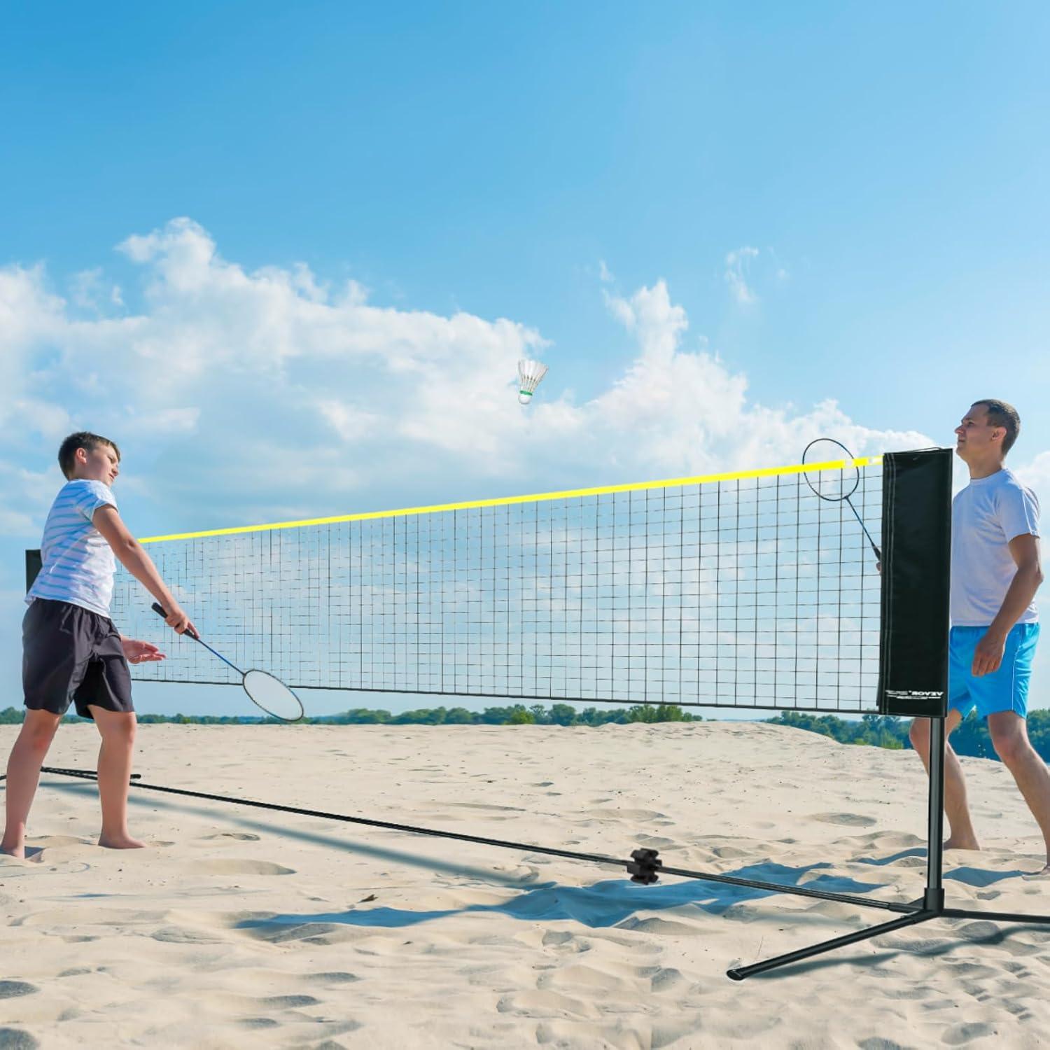image:imageVEVOR Badminton Net Height Adjustable Volleyball Net Wide Foldable Pickleball Net Portable Easy Setup Tennis Net Set with Poles Stand and Carry Bag for Kids Backyard Game Indoor Outdoor Use20 ft