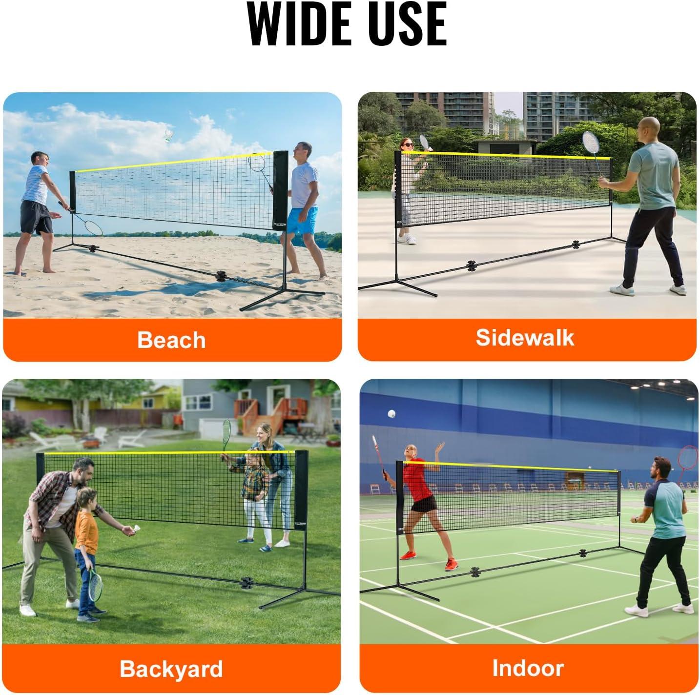 image:imageVEVOR Badminton Net Height Adjustable Volleyball Net Wide Foldable Pickleball Net Portable Easy Setup Tennis Net Set with Poles Stand and Carry Bag for Kids Backyard Game Indoor Outdoor Use10ft